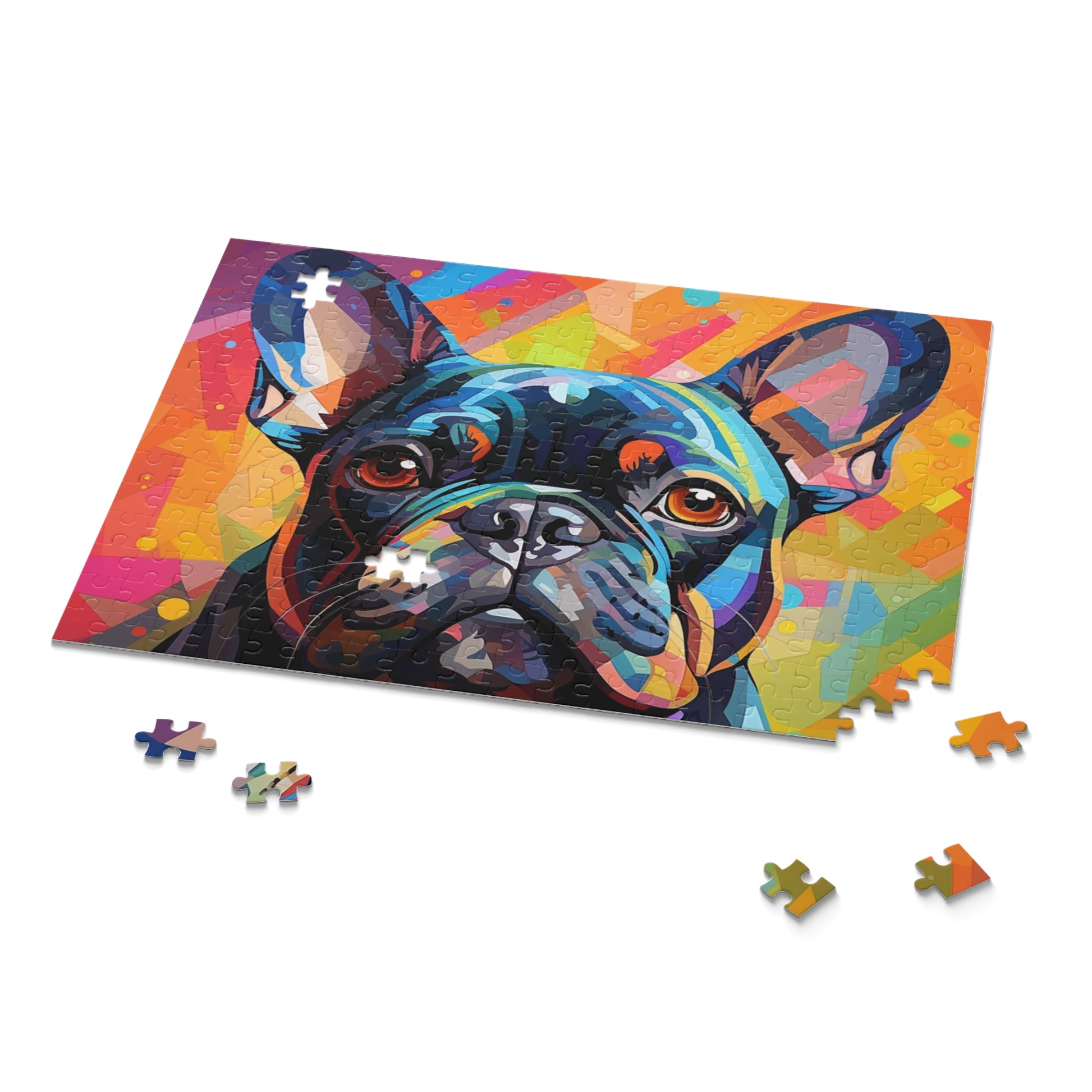 Abstract Frenchie Oil Paint Dog Jigsaw Puzzle Adult Birthday Business Jigsaw Puzzle Gift for Him Funny Humorous Indoor Outdoor Game Gift For Her Online-9