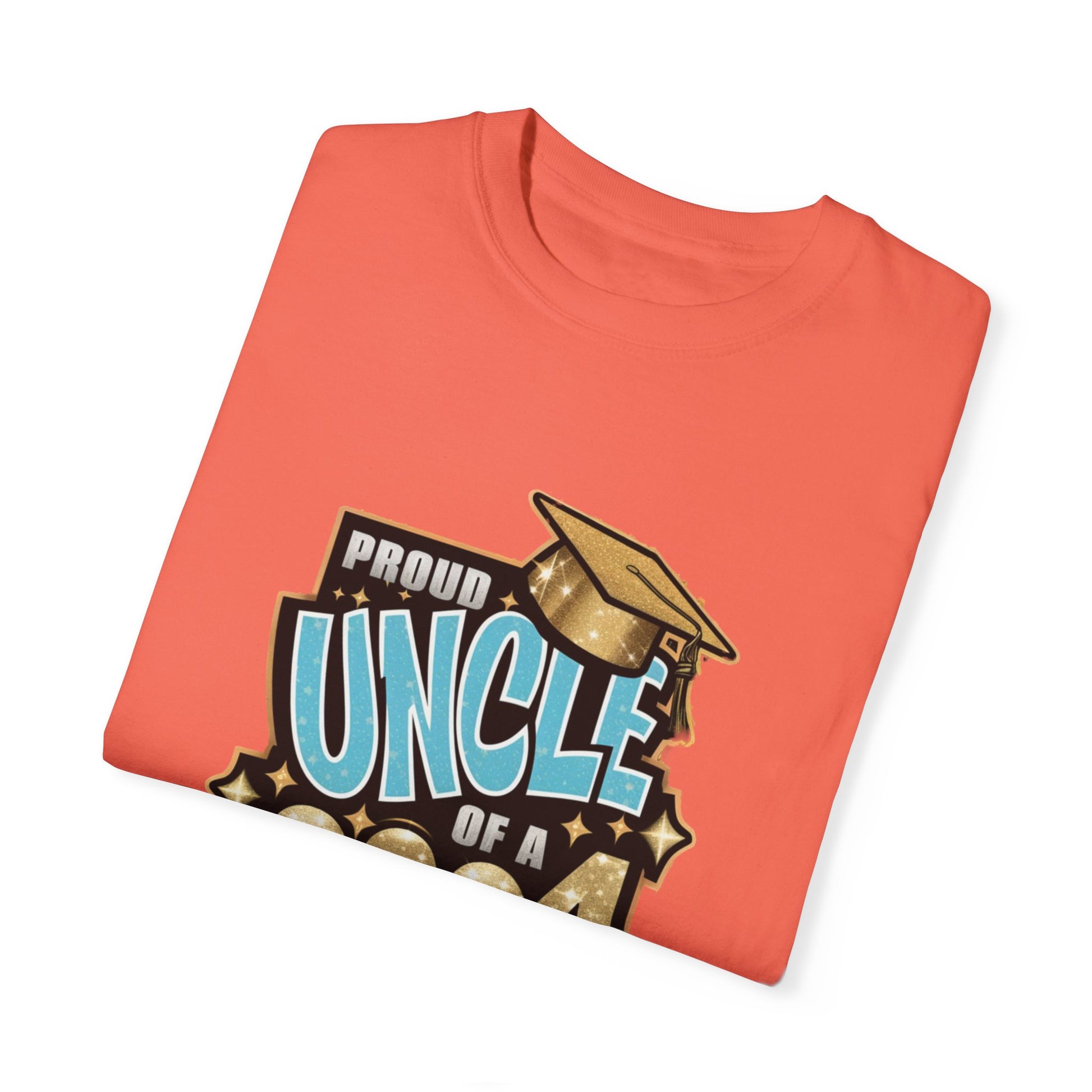 Proud Uncle of a 2024 Graduate Unisex Garment-dyed T-shirt Cotton Funny Humorous Graphic Soft Premium Unisex Men Women Bright Salmon T-shirt Birthday Gift-32