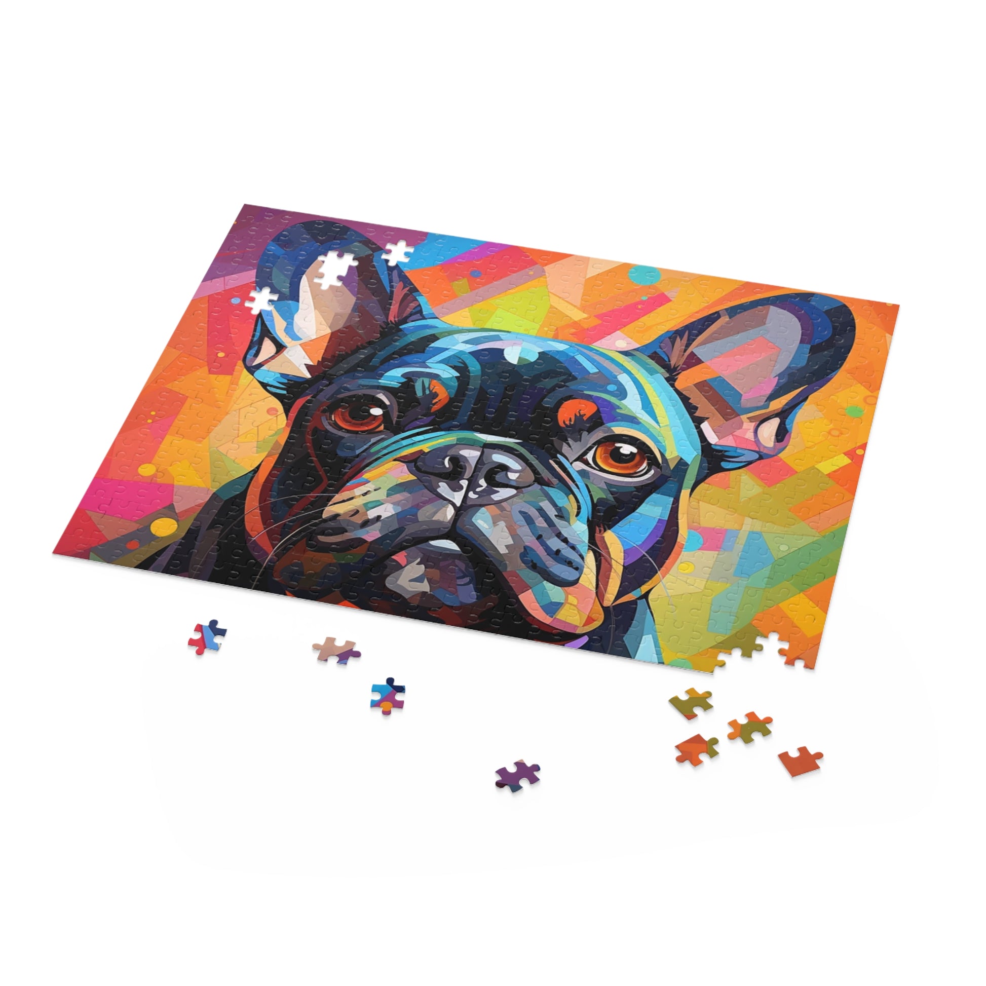 Abstract Frenchie Oil Paint Dog Jigsaw Puzzle Adult Birthday Business Jigsaw Puzzle Gift for Him Funny Humorous Indoor Outdoor Game Gift For Her Online-5