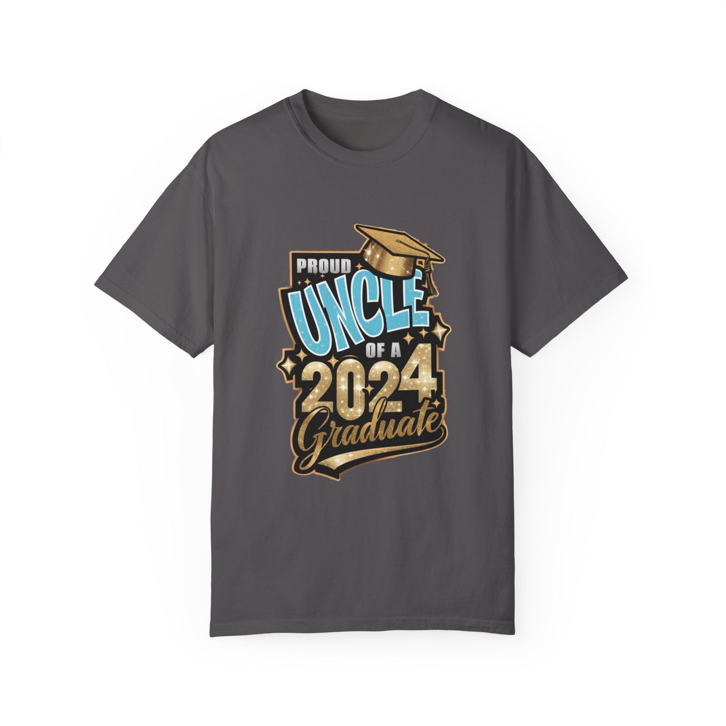 Proud Uncle of a 2024 Graduate Unisex Garment-dyed T-shirt Cotton Funny Humorous Graphic Soft Premium Unisex Men Women Graphite  T-shirt Birthday Gift-8