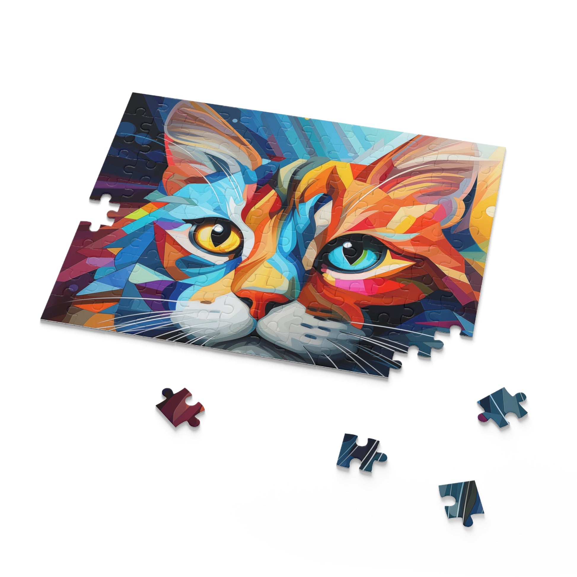 Abstract Oil Paint Colorful Cat Jigsaw Puzzle Adult Birthday Business Jigsaw Puzzle Gift for Him Funny Humorous Indoor Outdoor Game Gift For Her Online-7