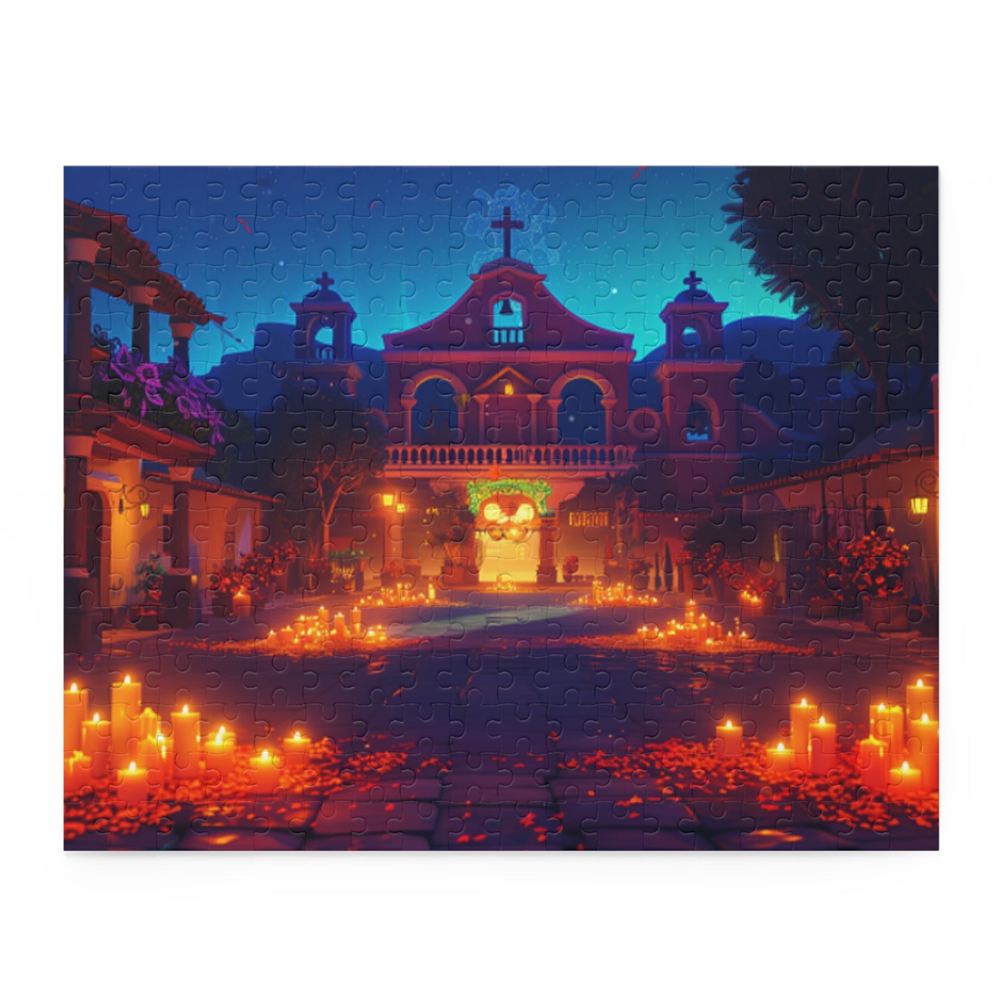 Mexican Art Church Candle Night Retro Jigsaw Puzzle Adult Birthday Business Jigsaw Puzzle Gift for Him Funny Humorous Indoor Outdoor Game Gift For Her Online-3