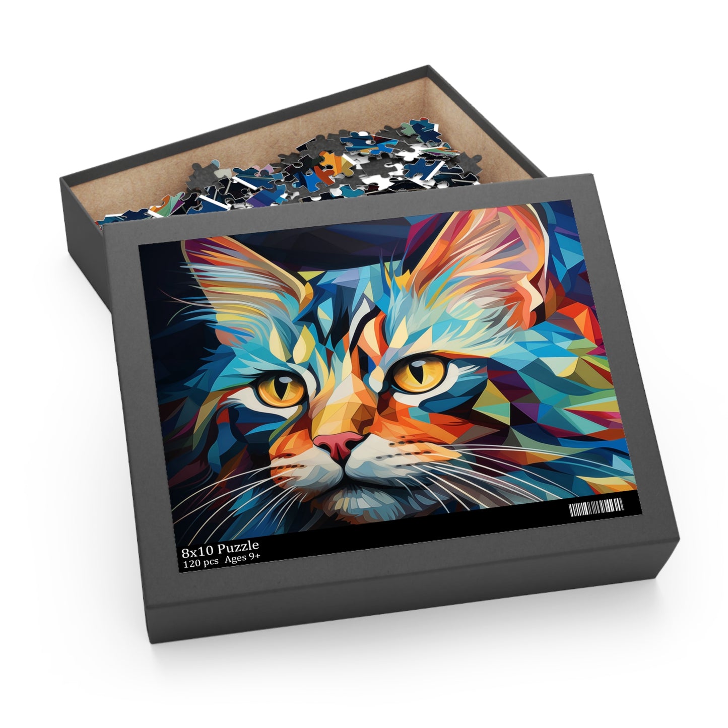 Abstract Watercolor Trippy Cat Jigsaw Puzzle Adult Birthday Business Jigsaw Puzzle Gift for Him Funny Humorous Indoor Outdoor Game Gift For Her Online-6