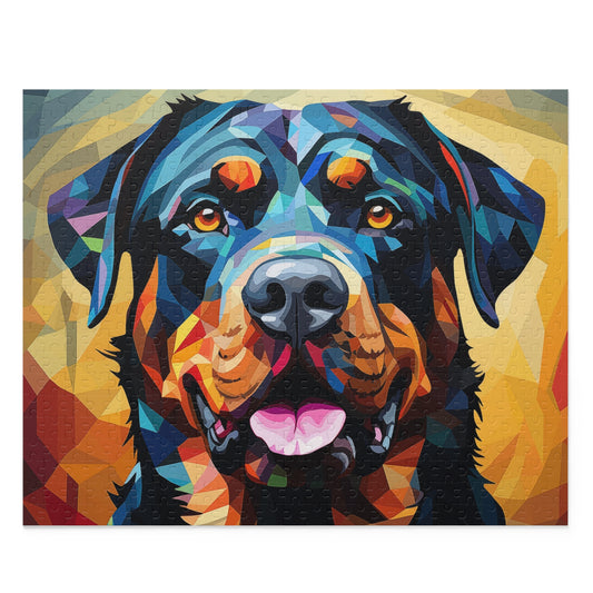 Rottweiler Vibrant Abstract Dog Jigsaw Puzzle Oil Paint
