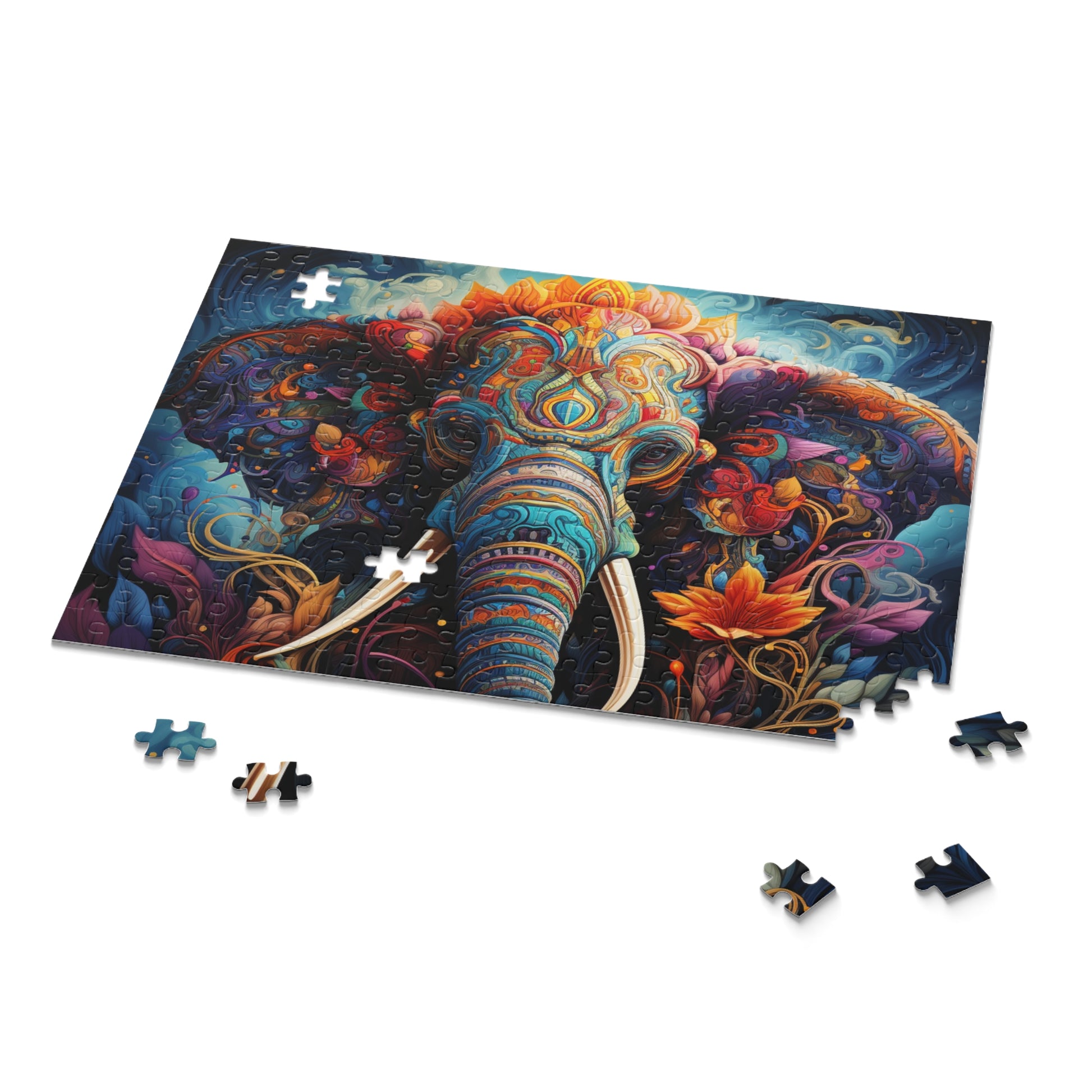 Abstract Elephant Oil Paint Jigsaw Puzzle for Boys, Girls, Kids Adult Birthday Business Jigsaw Puzzle Gift for Him Funny Humorous Indoor Outdoor Game Gift For Her Online-9