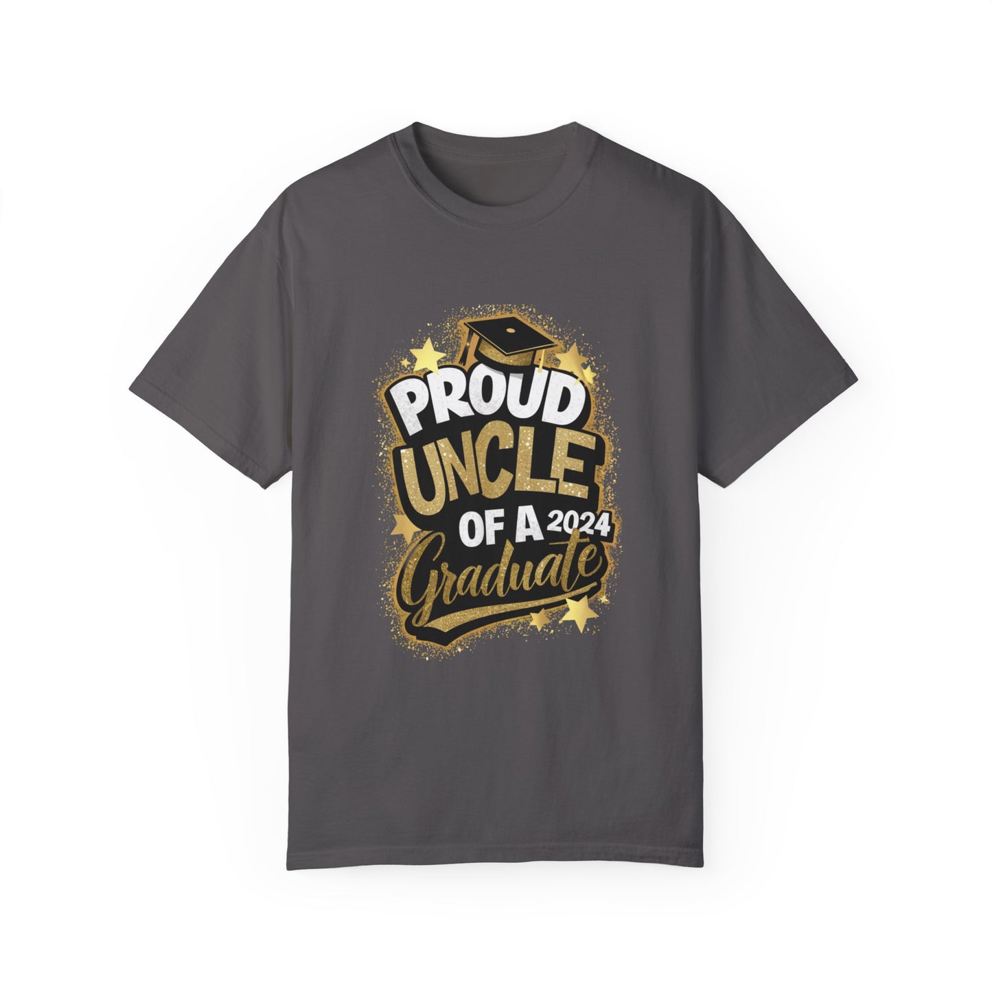 Proud Uncle of a 2024 Graduate Unisex Garment-dyed T-shirt Cotton Funny Humorous Graphic Soft Premium Unisex Men Women Graphite T-shirt Birthday Gift-8