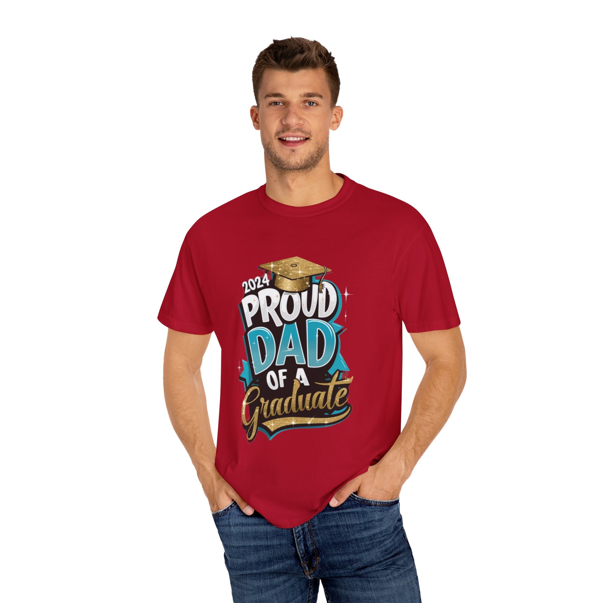 Proud Dad of a 2024 Graduate Unisex Garment-dyed T-shirt Cotton Funny Humorous Graphic Soft Premium Unisex Men Women Red T-shirt Birthday Gift-21