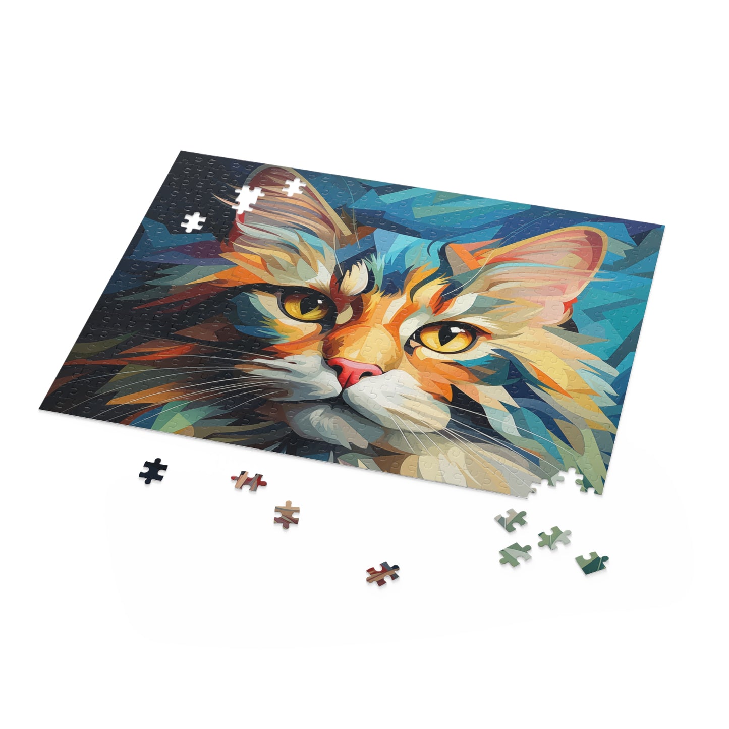 Abstract Oil Paint Watercolor Cat Jigsaw Puzzle Adult Birthday Business Jigsaw Puzzle Gift for Him Funny Humorous Indoor Outdoor Game Gift For Her Online-5