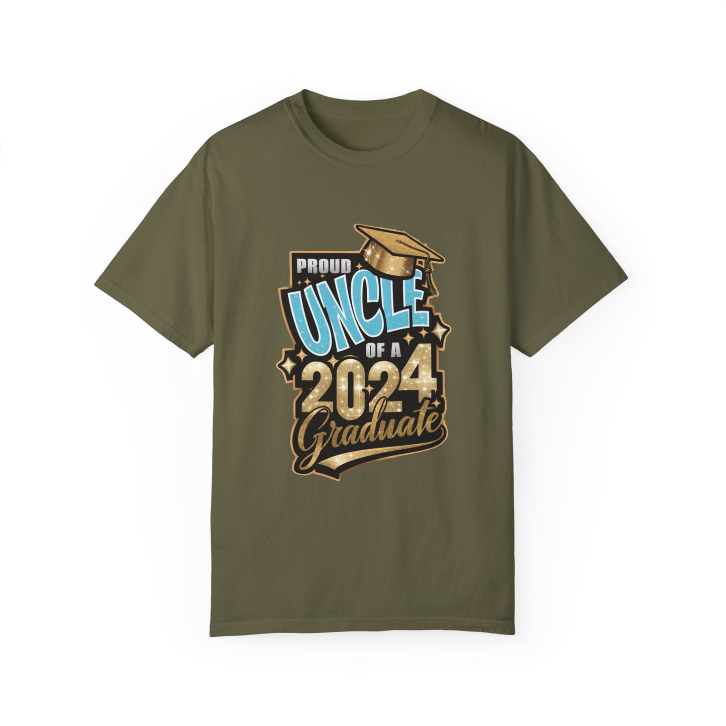 Proud Uncle of a 2024 Graduate Unisex Garment-dyed T-shirt Cotton Funny Humorous Graphic Soft Premium Unisex Men Women Sage T-shirt Birthday Gift-13