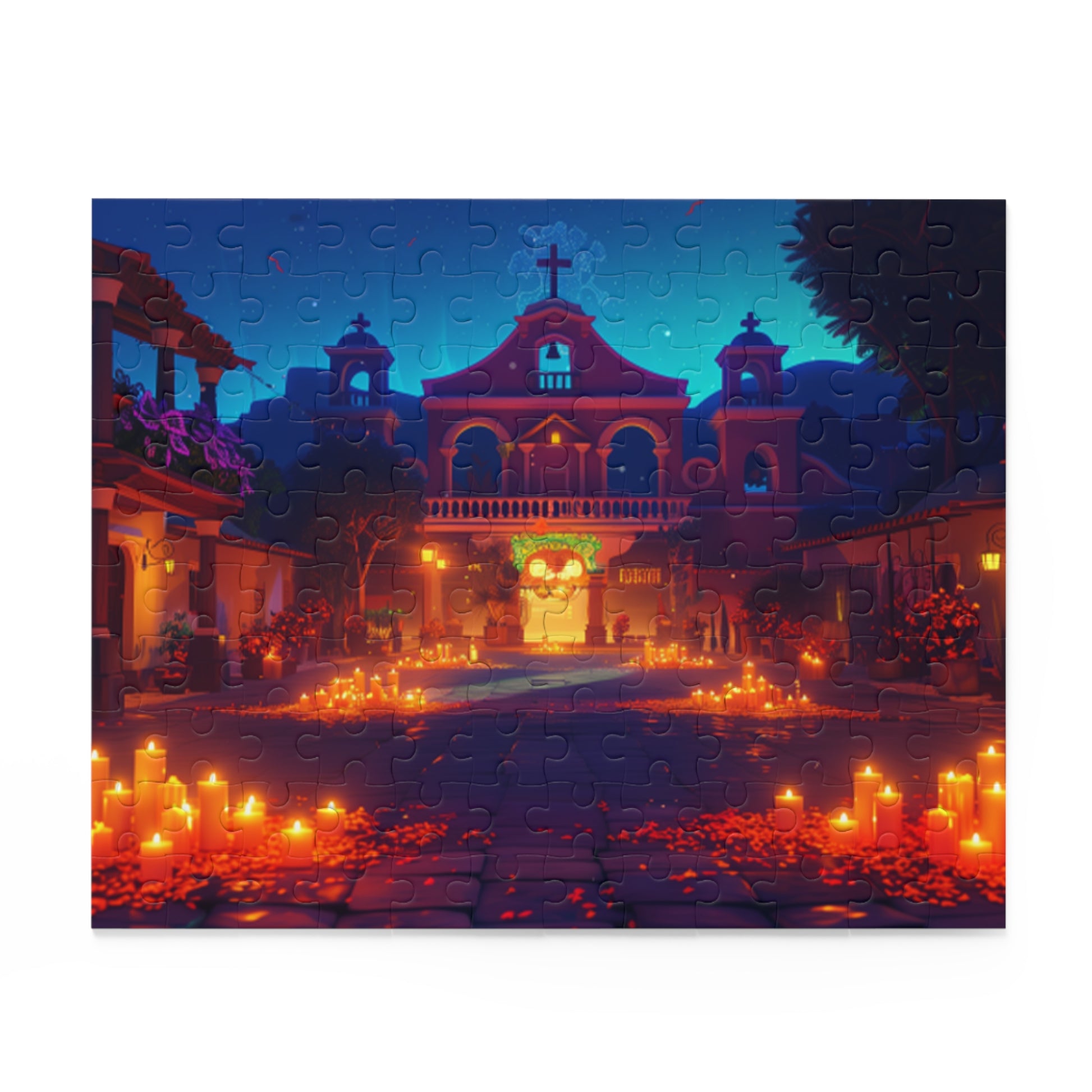 Mexican Art Church Candle Night Retro Jigsaw Puzzle Adult Birthday Business Jigsaw Puzzle Gift for Him Funny Humorous Indoor Outdoor Game Gift For Her Online-2