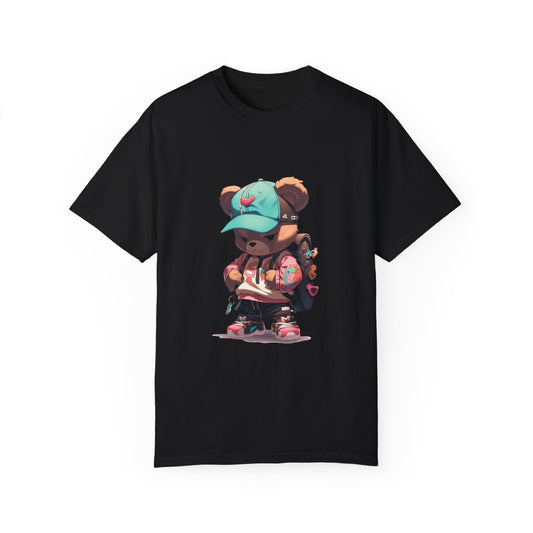 Hip Hop Teddy Bear Graphic Unisex Garment-dyed T-shirt Cotton Funny Humorous Graphic Soft Premium Unisex Men Women Black T-shirt Birthday Gift-1