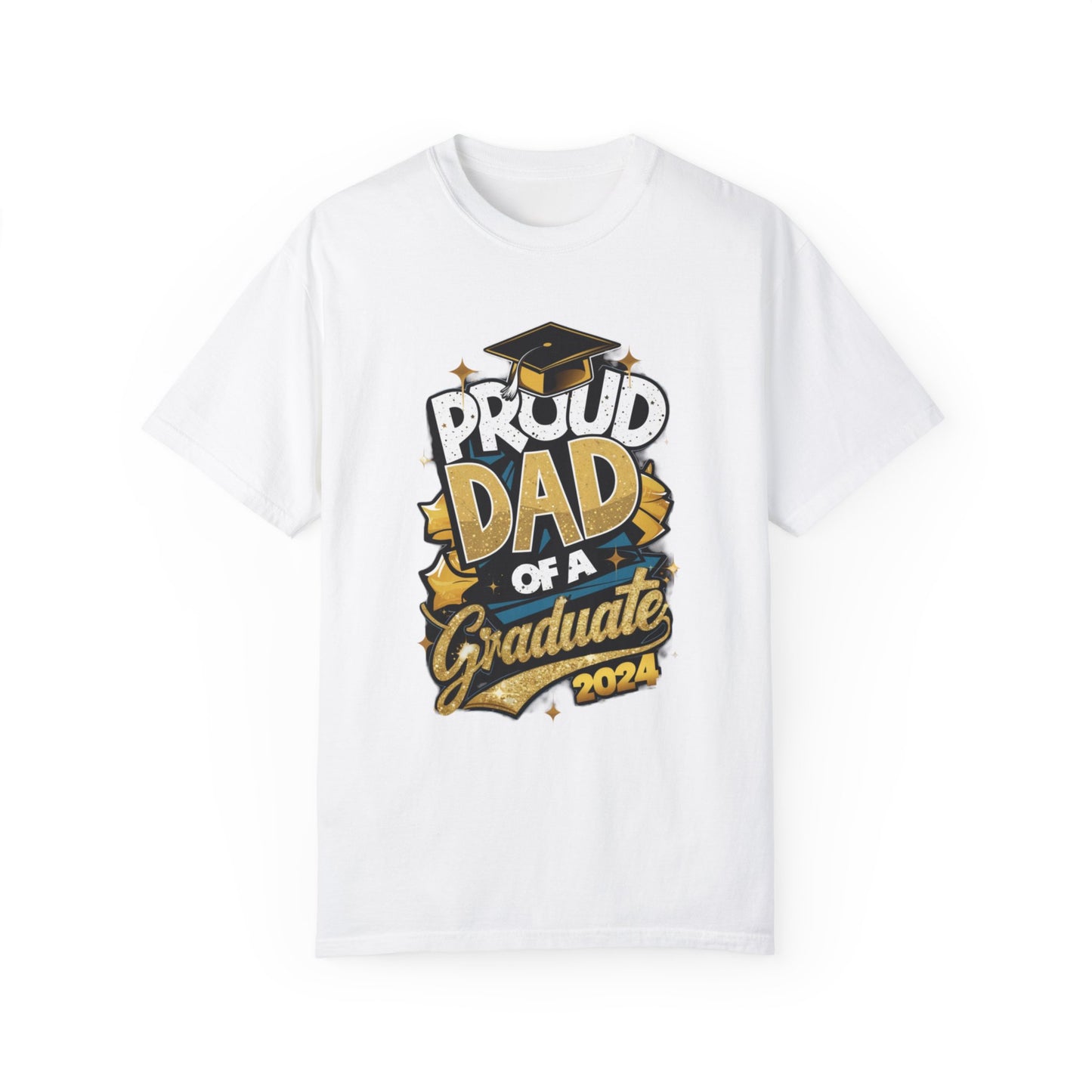 Proud Dad of a 2024 Graduate Unisex Garment-dyed T-shirt Cotton Funny Humorous Graphic Soft Premium Unisex Men Women White T-shirt Birthday Gift-3