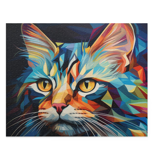 Abstract Watercolor Trippy Cat Jigsaw Puzzle Adult Birthday Business Jigsaw Puzzle Gift for Him Funny Humorous Indoor Outdoor Game Gift For Her Online-1