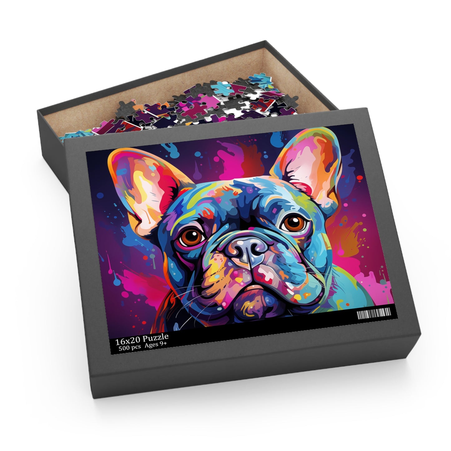 Oil Paint Watercolor Abstract Frenchie Dog Jigsaw Puzzle Adult Birthday Business Jigsaw Puzzle Gift for Him Funny Humorous Indoor Outdoor Game Gift For Her Online-4