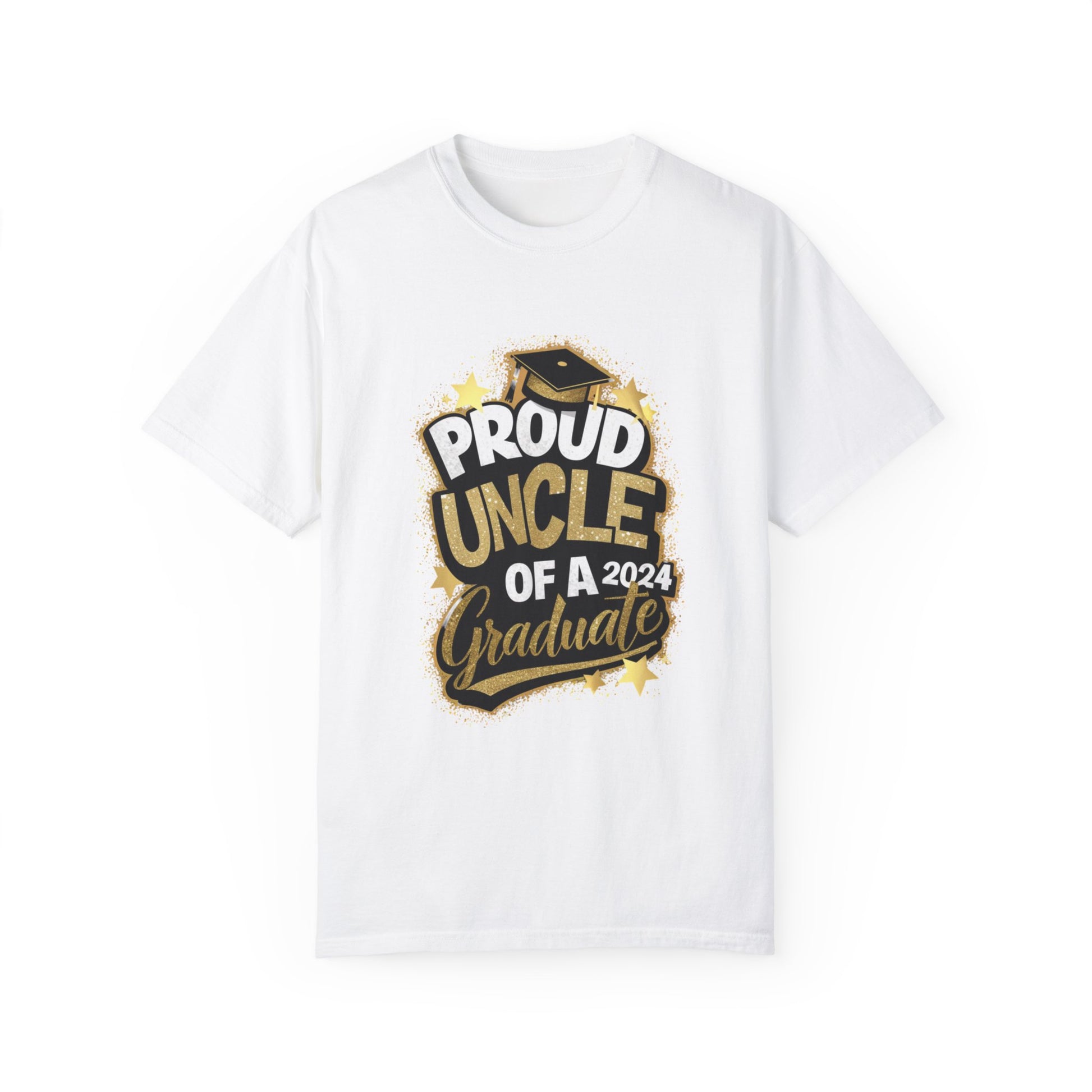 Proud Uncle of a 2024 Graduate Unisex Garment-dyed T-shirt Cotton Funny Humorous Graphic Soft Premium Unisex Men Women White T-shirt Birthday Gift-3
