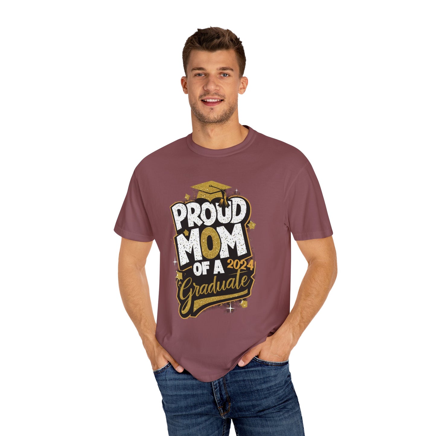 Proud Mom of a 2024 Graduate Unisex Garment-dyed T-shirt Cotton Funny Humorous Graphic Soft Premium Unisex Men Women Brick T-shirt Birthday Gift-30