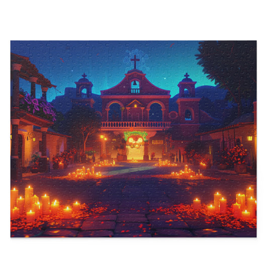Mexican Art Church Candle Night Retro Jigsaw Puzzle