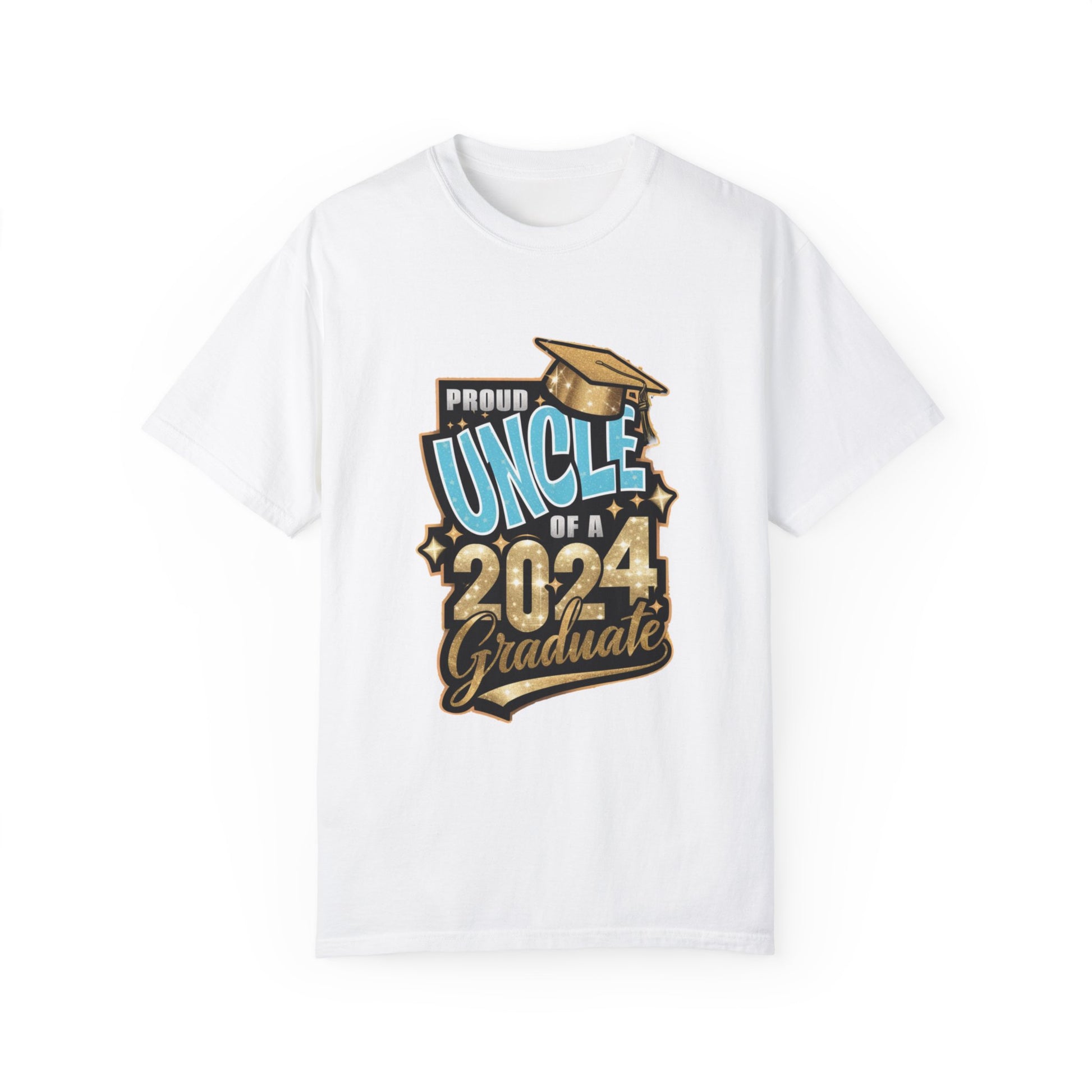 Proud Uncle of a 2024 Graduate Unisex Garment-dyed T-shirt Cotton Funny Humorous Graphic Soft Premium Unisex Men Women White T-shirt Birthday Gift-3