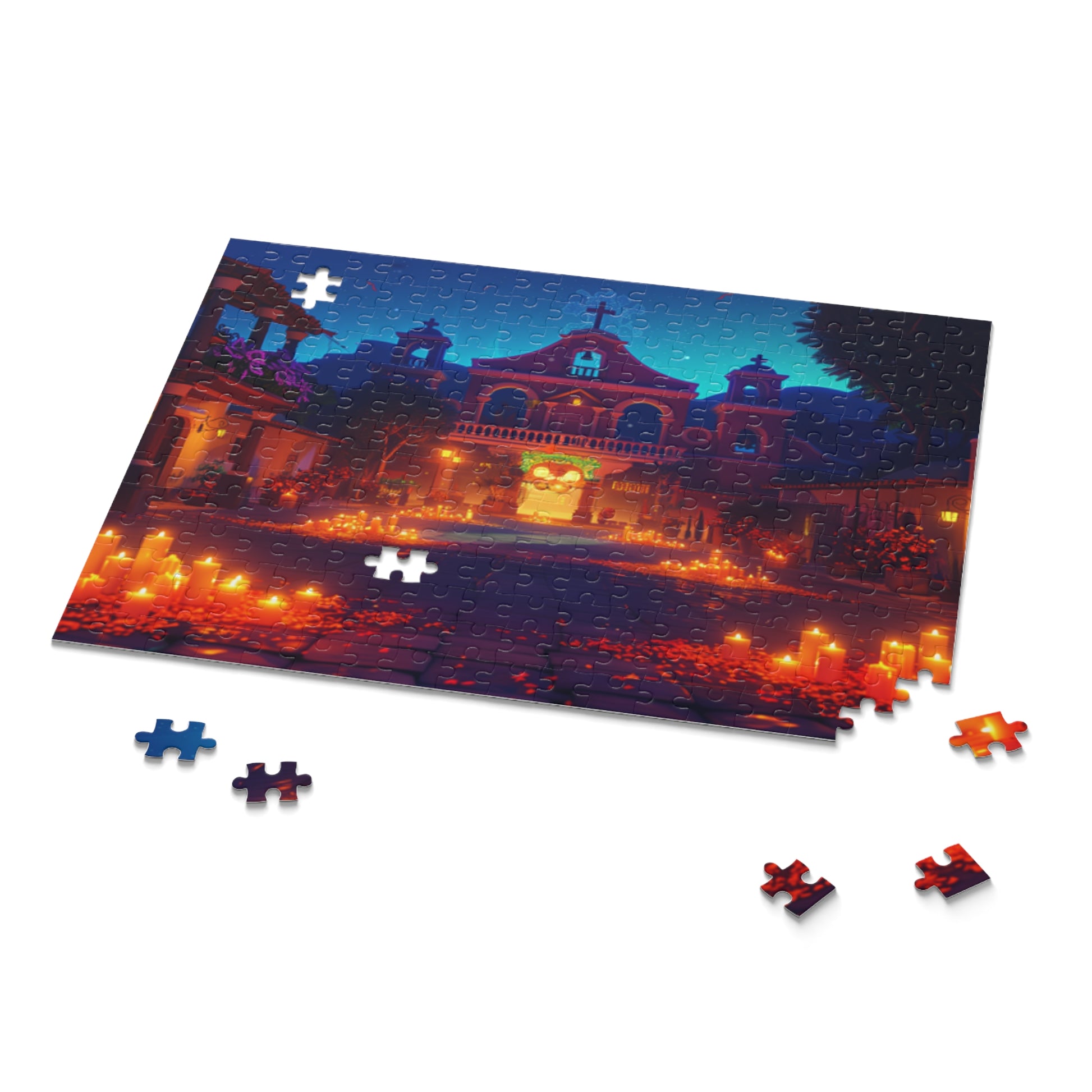 Mexican Art Church Candle Night Retro Jigsaw Puzzle Adult Birthday Business Jigsaw Puzzle Gift for Him Funny Humorous Indoor Outdoor Game Gift For Her Online-9