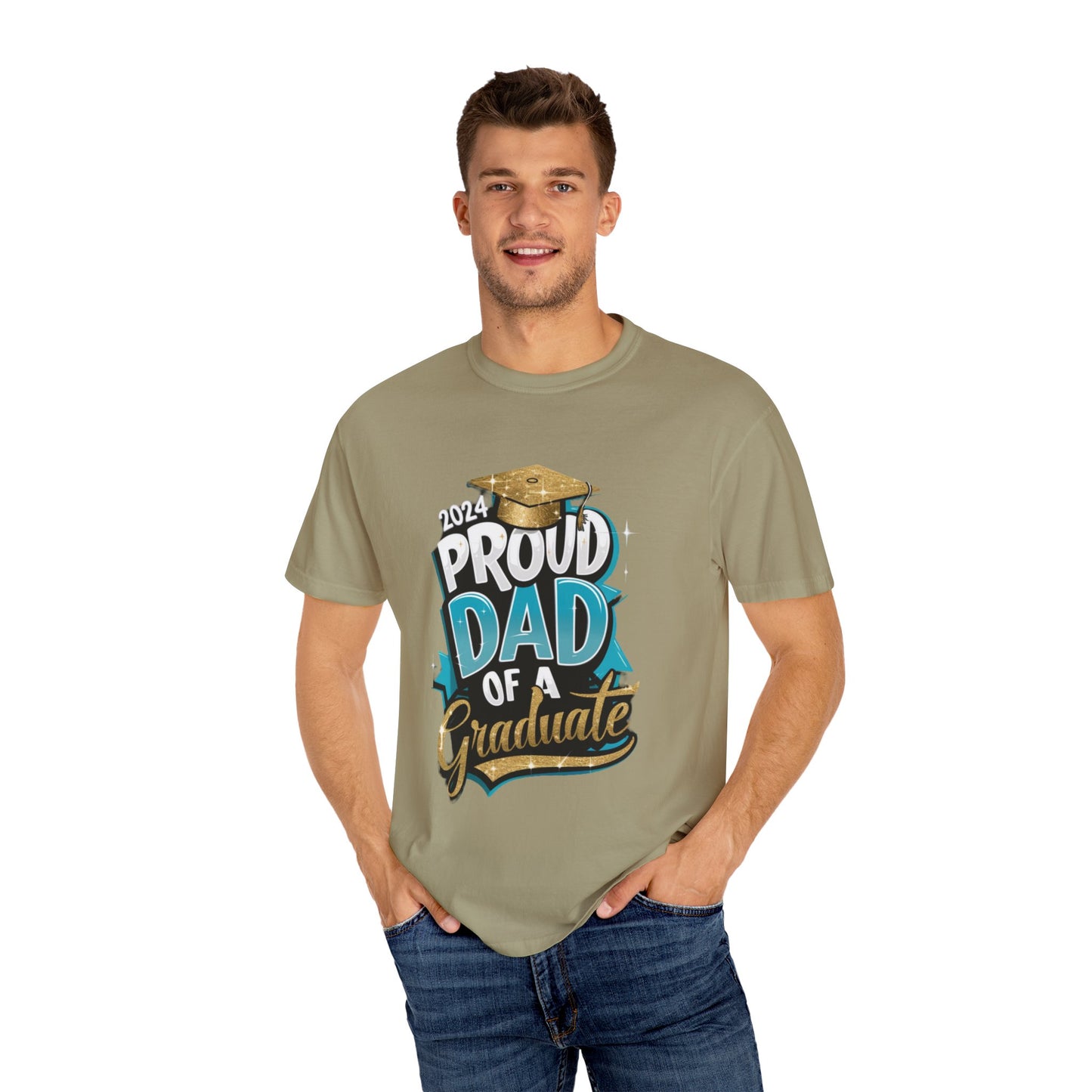 Proud Dad of a 2024 Graduate Unisex Garment-dyed T-shirt Cotton Funny Humorous Graphic Soft Premium Unisex Men Women Khaki T-shirt Birthday Gift-48
