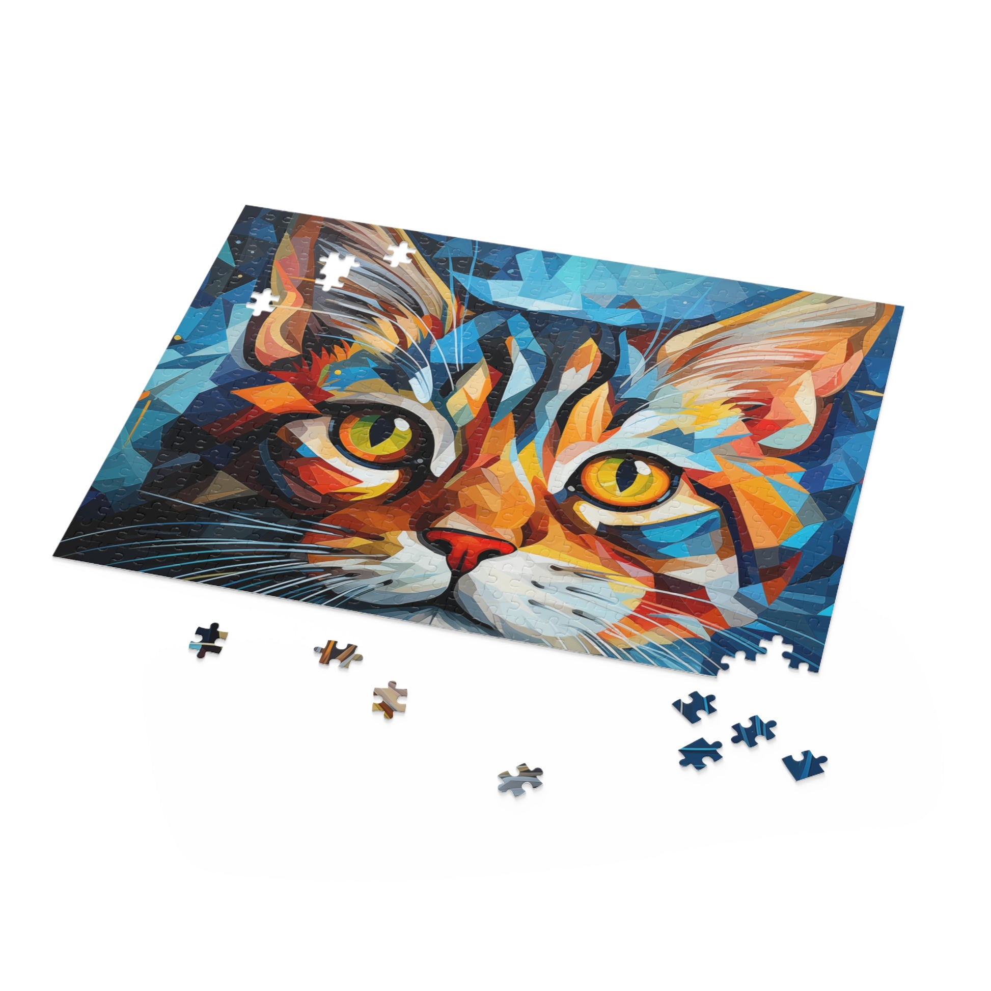 Abstract Watercolor Cat Trippy Feline Jigsaw Puzzle Adult Birthday Business Jigsaw Puzzle Gift for Him Funny Humorous Indoor Outdoor Game Gift For Her Online-5