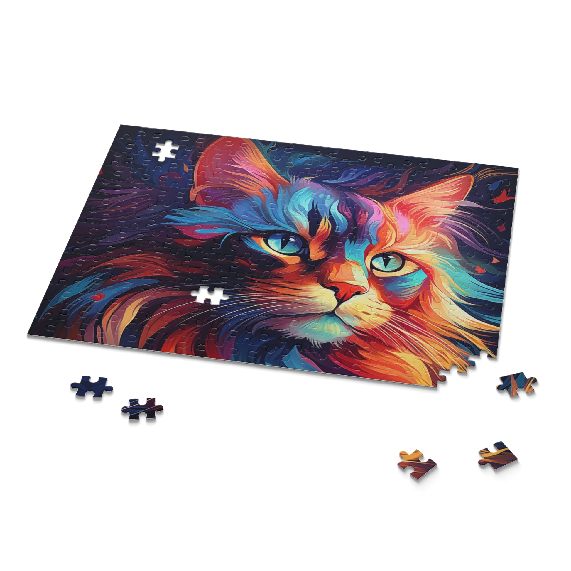 Vibrant Abstract Watercolor Cat Jigsaw Puzzle for Boys, Girls, Kids Adult Birthday Business Jigsaw Puzzle Gift for Him Funny Humorous Indoor Outdoor Game Gift For Her Online-9