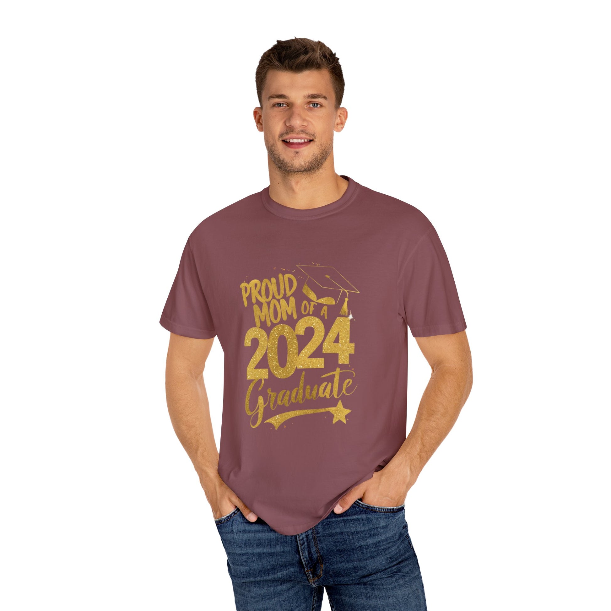 Proud of Mom 2024 Graduate Unisex Garment-dyed T-shirt Cotton Funny Humorous Graphic Soft Premium Unisex Men Women Brick T-shirt Birthday Gift-30