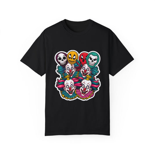 Funny Horror Scary Clown Face Urban Sarcastic Graphic Unisex Garment Dyed T-shirt Cotton Funny Humorous Graphic Soft Premium Unisex Men Women Black T-shirt Birthday Gift-1