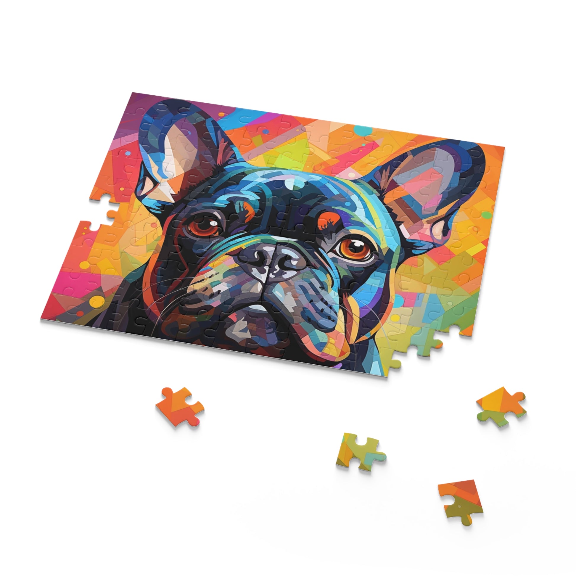 Abstract Frenchie Oil Paint Dog Jigsaw Puzzle Adult Birthday Business Jigsaw Puzzle Gift for Him Funny Humorous Indoor Outdoor Game Gift For Her Online-7