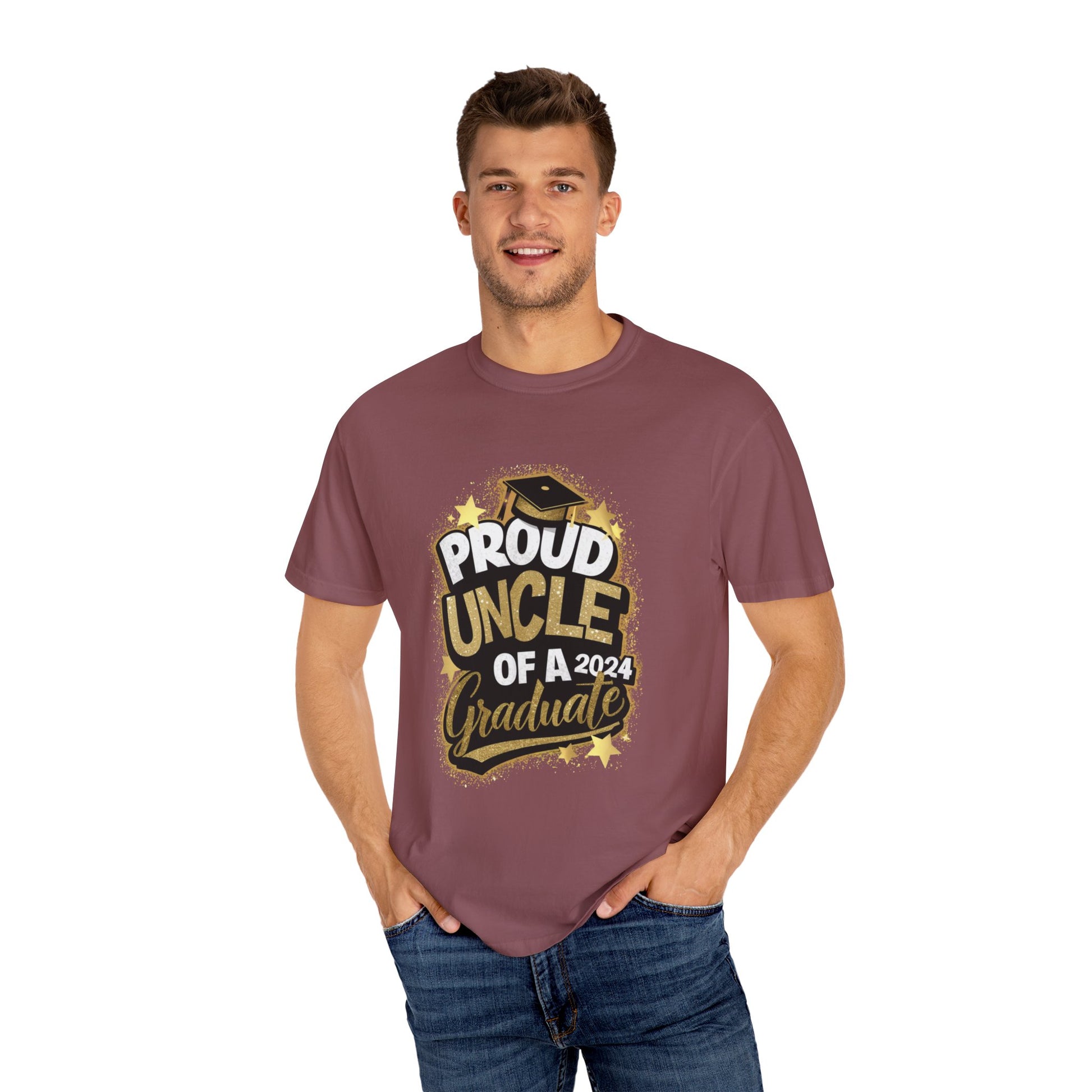 Proud Uncle of a 2024 Graduate Unisex Garment-dyed T-shirt Cotton Funny Humorous Graphic Soft Premium Unisex Men Women Brick T-shirt Birthday Gift-30
