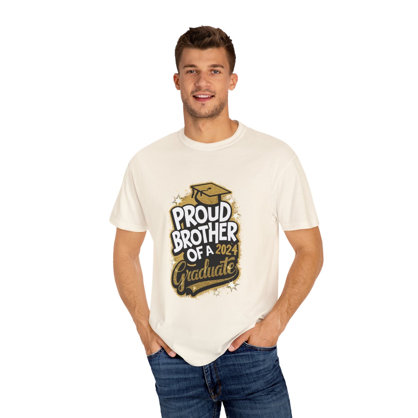 Proud Brother of a 2024 Graduate Unisex Garment-dyed T-shirt Cotton Funny Humorous Graphic Soft Premium Unisex Men Women Ivory T-shirt Birthday Gift-45