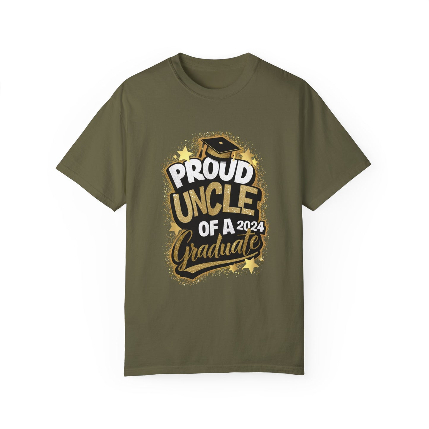 Proud Uncle of a 2024 Graduate Unisex Garment-dyed T-shirt Cotton Funny Humorous Graphic Soft Premium Unisex Men Women Sage T-shirt Birthday Gift-13
