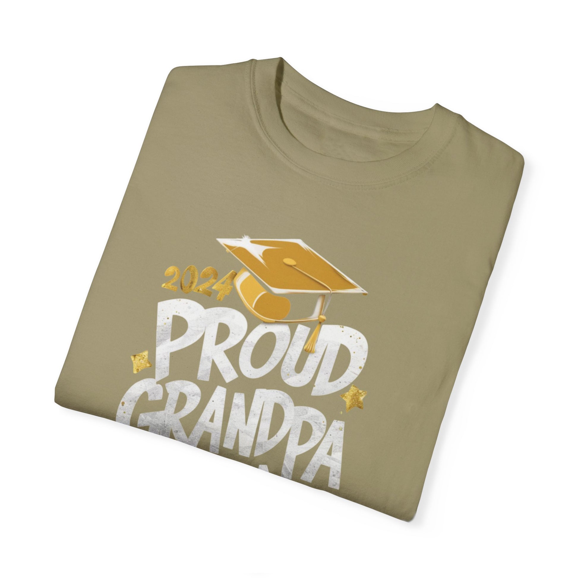 Proud Grandpa of a 2024 Graduate Unisex Garment-dyed T-shirt Cotton Funny Humorous Graphic Soft Premium Unisex Men Women Khaki T-shirt Birthday Gift-47