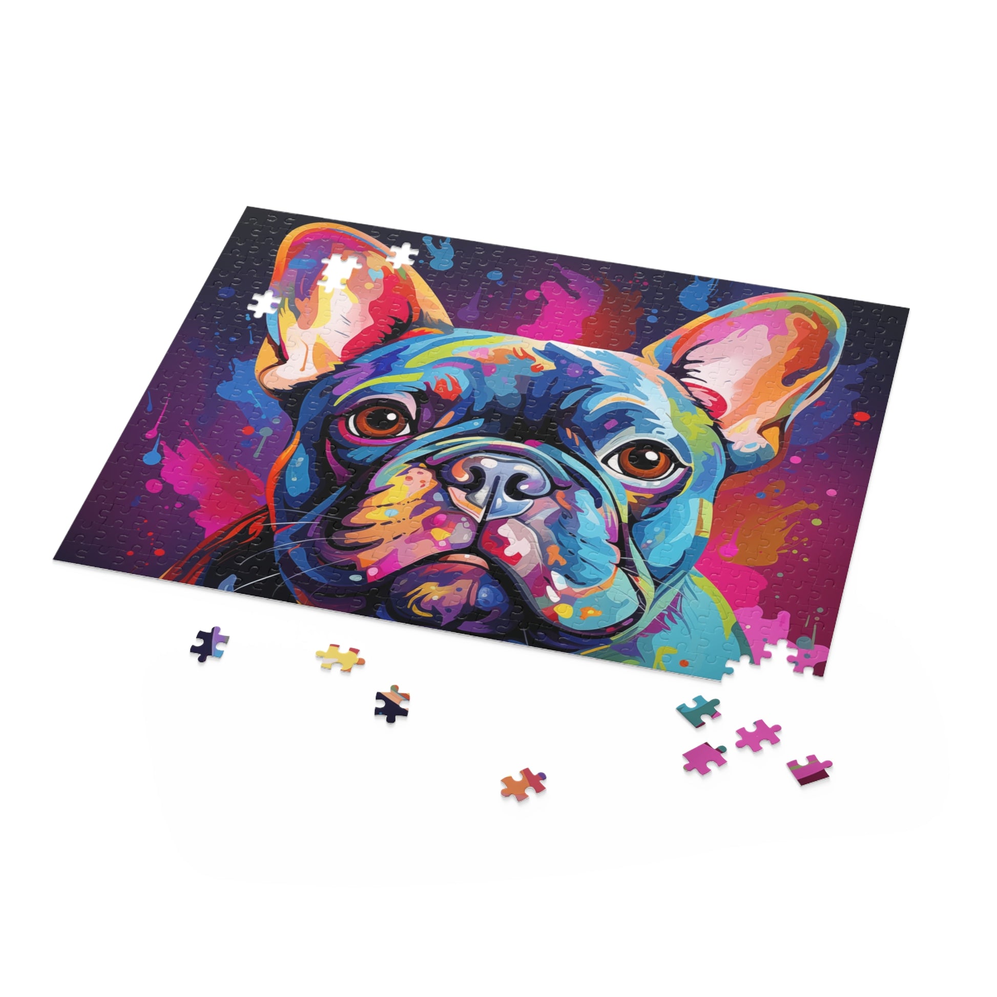 Oil Paint Watercolor Abstract Frenchie Dog Jigsaw Puzzle Adult Birthday Business Jigsaw Puzzle Gift for Him Funny Humorous Indoor Outdoor Game Gift For Her Online-5