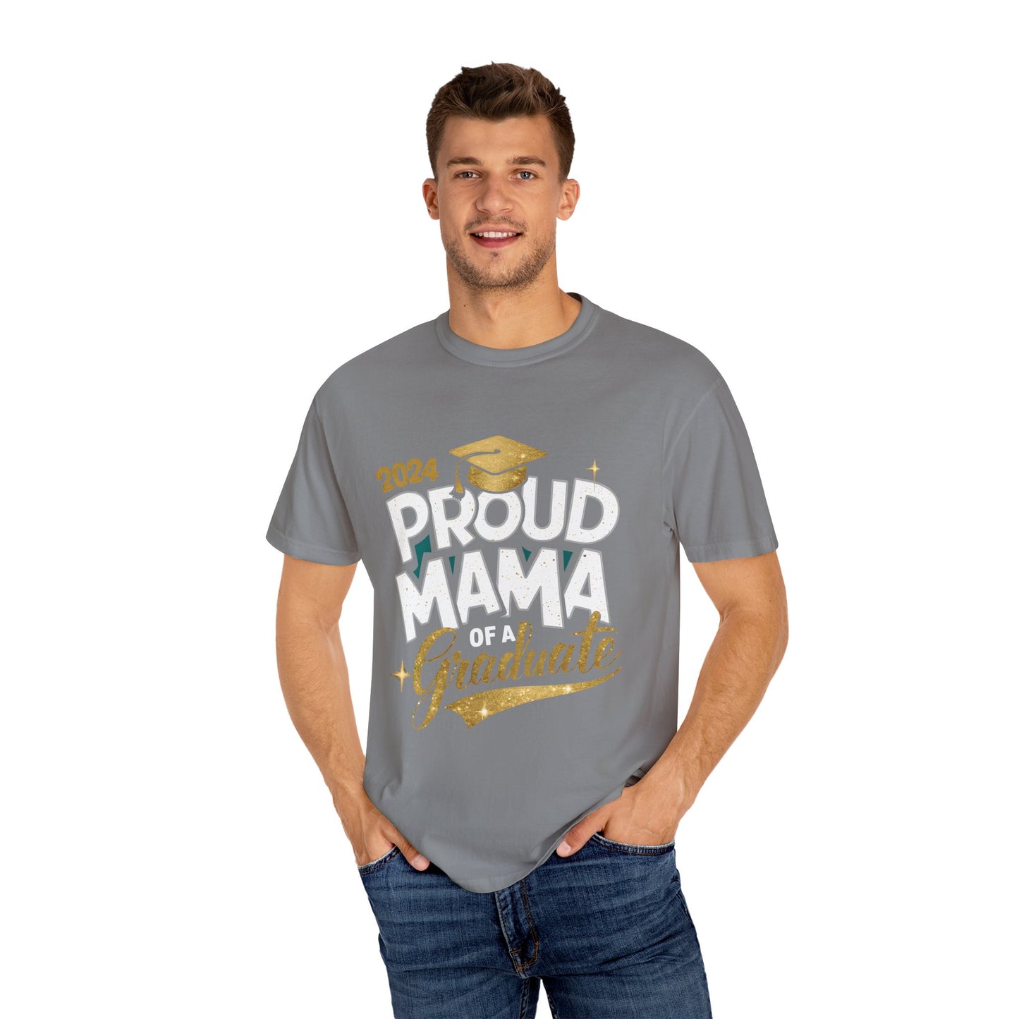 Proud Mama of a 2024 Graduate Unisex Garment-dyed T-shirt Cotton Funny Humorous Graphic Soft Premium Unisex Men Women Grey T-shirt Birthday Gift-42