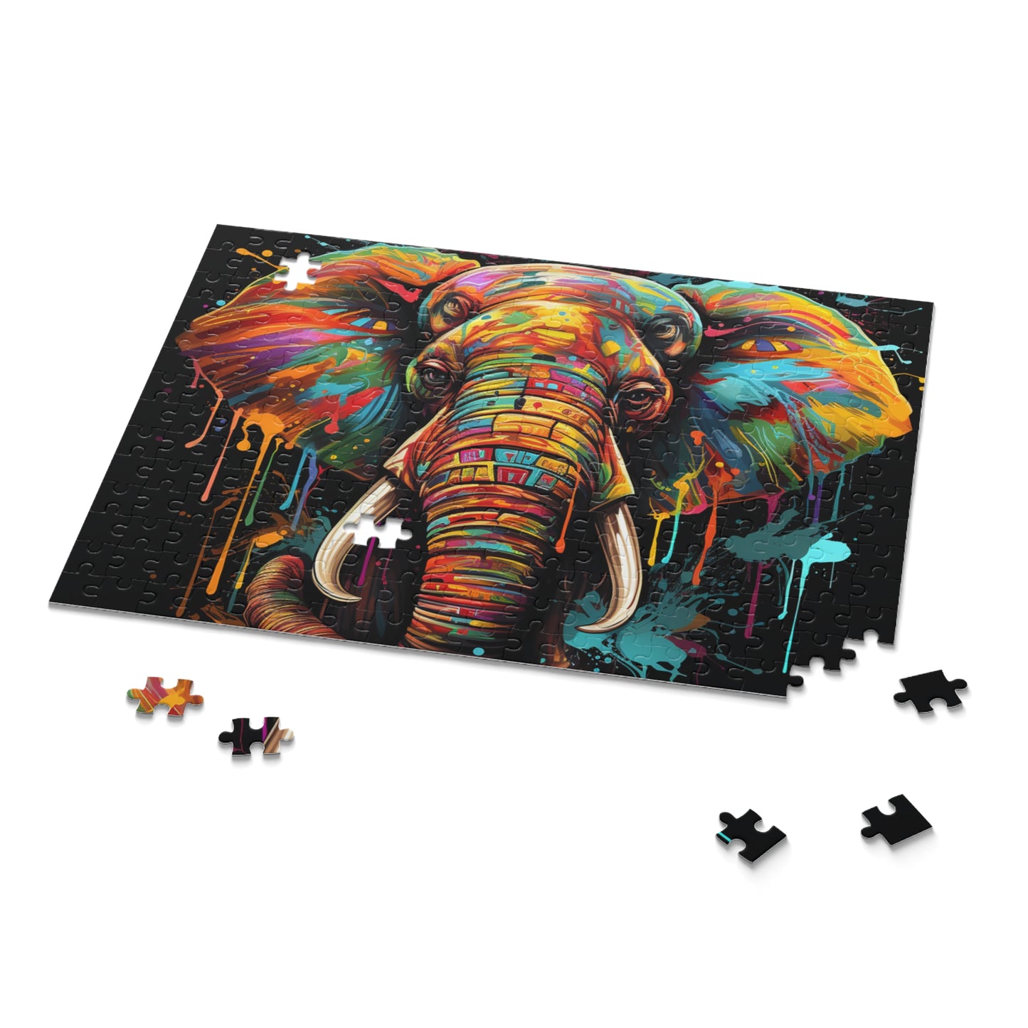 Abstract Elephant Watercolor Jigsaw Puzzle for Boys, Girls, Kids Adult Birthday Business Jigsaw Puzzle Gift for Him Funny Humorous Indoor Outdoor Game Gift For Her Online-9