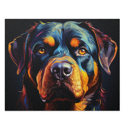 Watercolor Rottweiler Dog Jigsaw Puzzle for Boys, Girls, Kids