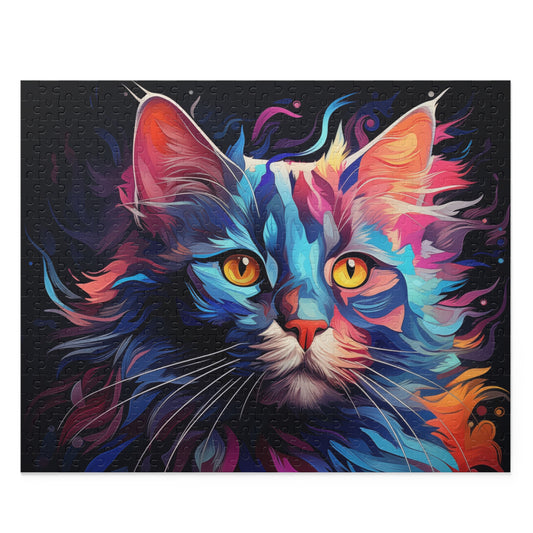Abstract Cat Oil Paint Jigsaw Puzzle Adult Birthday Business Jigsaw Puzzle Gift for Him Funny Humorous Indoor Outdoor Game Gift For Her Online-1