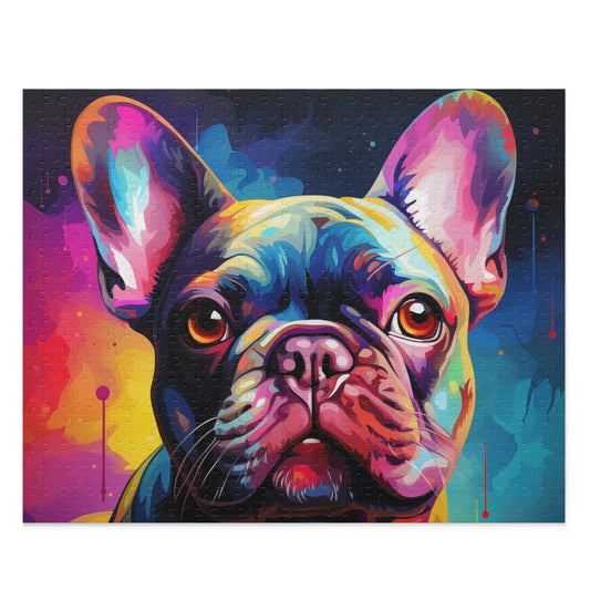 Frenchie Abstract Jigsaw Dog Puzzle Oil Paint for Boys, Girls, Kids Adult Birthday Business Jigsaw Puzzle Gift for Him Funny Humorous Indoor Outdoor Game Gift For Her Online-1
