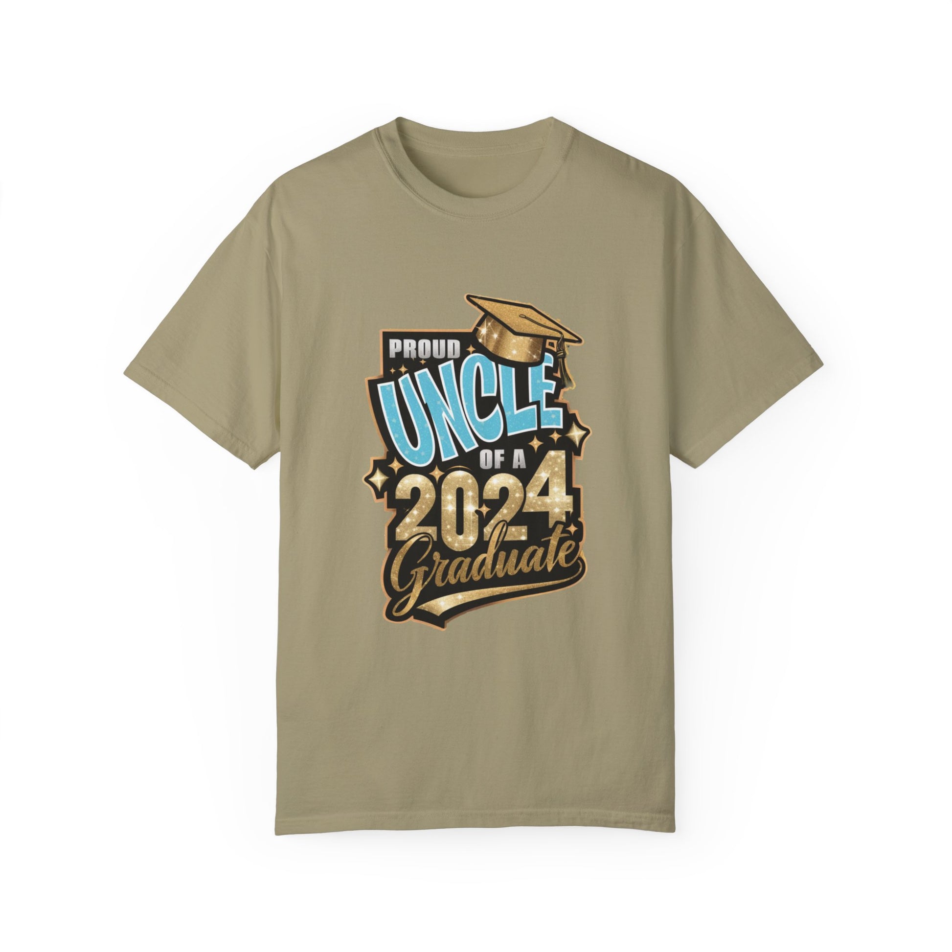 Proud Uncle of a 2024 Graduate Unisex Garment-dyed T-shirt Cotton Funny Humorous Graphic Soft Premium Unisex Men Women Khaki T-shirt Birthday Gift-11