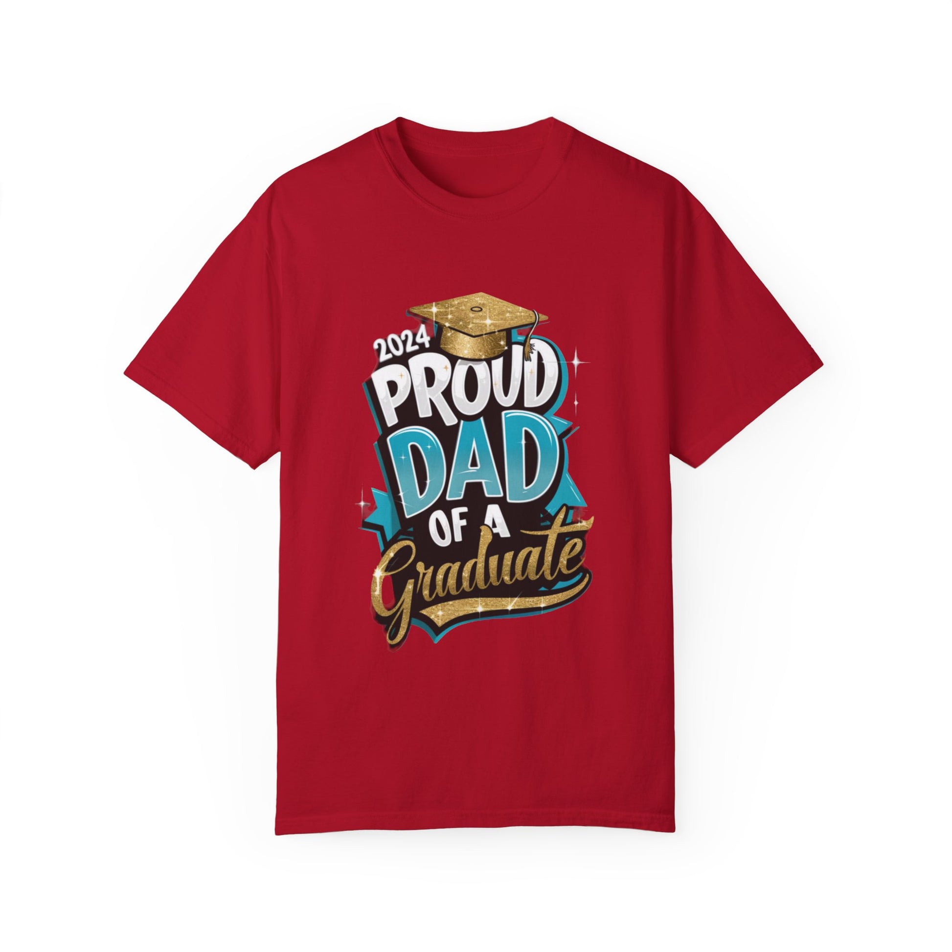 Proud Dad of a 2024 Graduate Unisex Garment-dyed T-shirt Cotton Funny Humorous Graphic Soft Premium Unisex Men Women Red T-shirt Birthday Gift-2