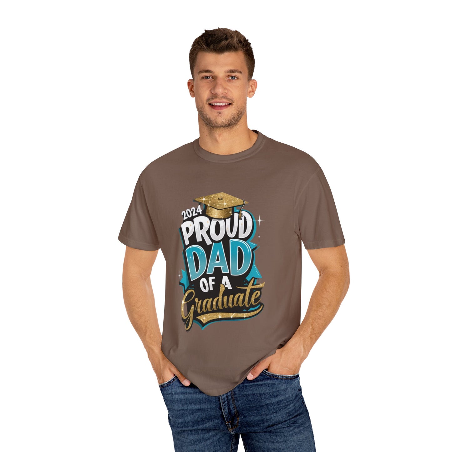 Proud Dad of a 2024 Graduate Unisex Garment-dyed T-shirt Cotton Funny Humorous Graphic Soft Premium Unisex Men Women Espresso T-shirt Birthday Gift-60