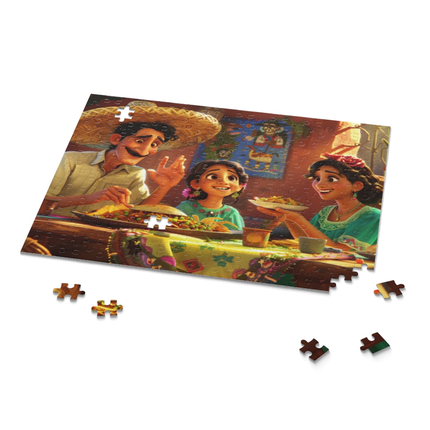 Mexican Happy Family Sitting Retro Art Jigsaw Puzzle Adult Birthday Business Jigsaw Puzzle Gift for Him Funny Humorous Indoor Outdoor Game Gift For Her Online-9