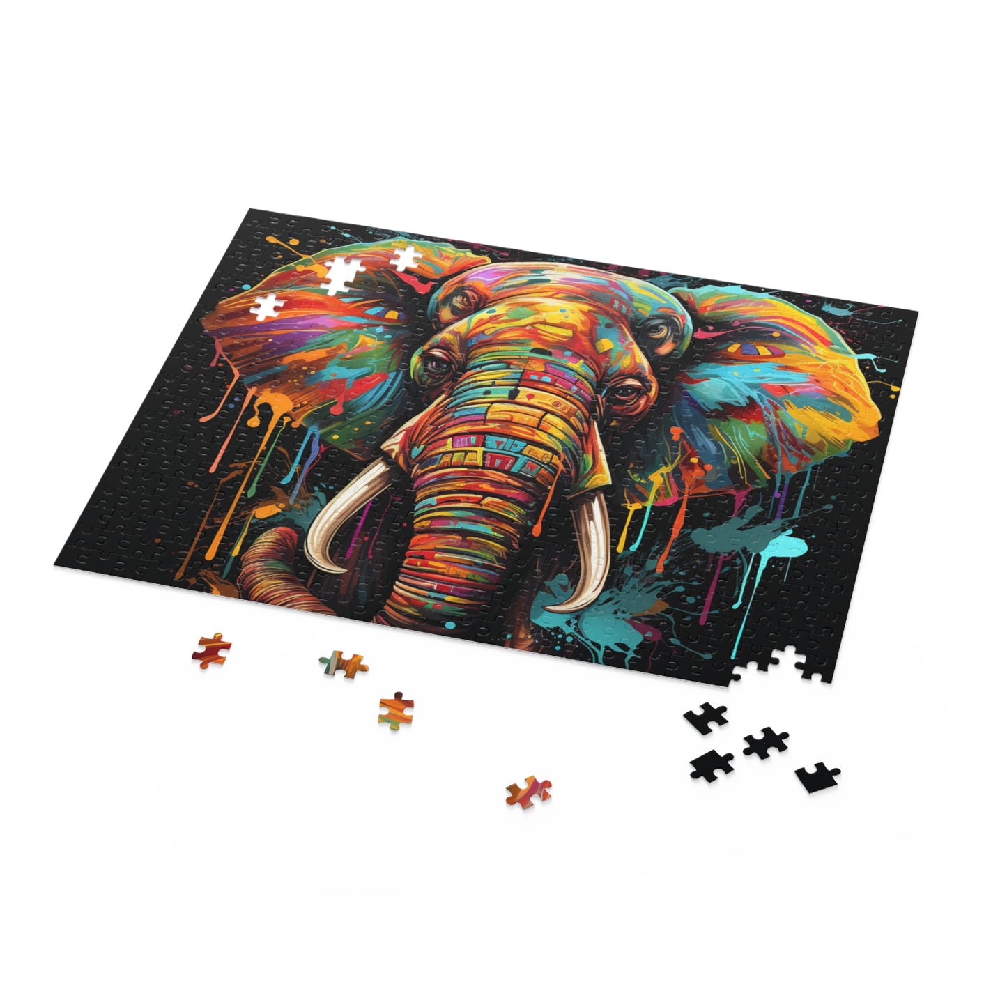 Abstract Elephant Watercolor Jigsaw Puzzle for Boys, Girls, Kids Adult Birthday Business Jigsaw Puzzle Gift for Him Funny Humorous Indoor Outdoor Game Gift For Her Online-5