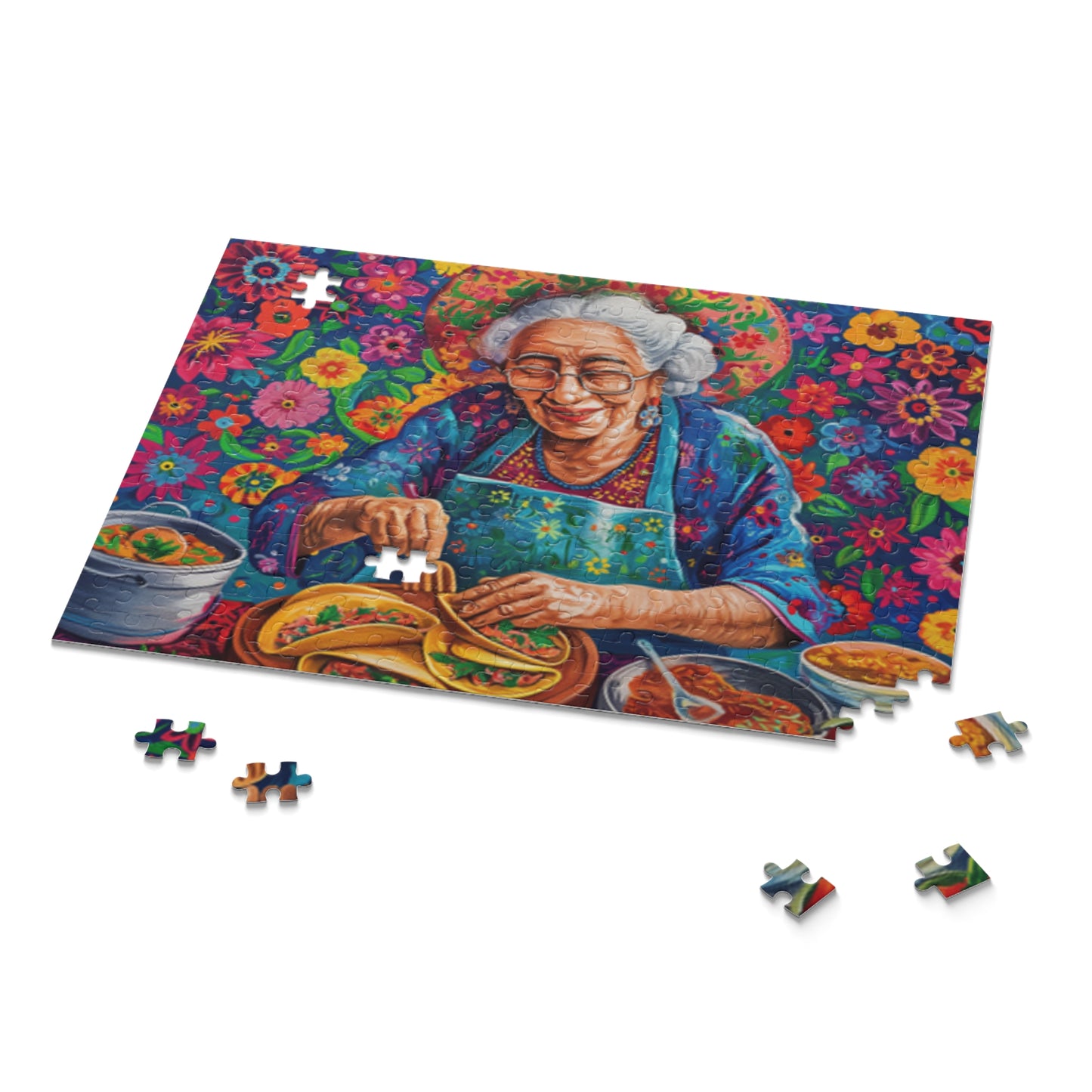 Mexican Art Retro Old Women Flower Jigsaw Puzzle Adult Birthday Business Jigsaw Puzzle Gift for Him Funny Humorous Indoor Outdoor Game Gift For Her Online-9