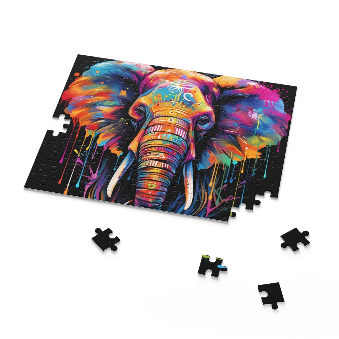 Abstract Trippy Elephant Jigsaw Puzzle for Girls, Boys, Kids Adult Birthday Business Jigsaw Puzzle Gift for Him Funny Humorous Indoor Outdoor Game Gift For Her Online-7