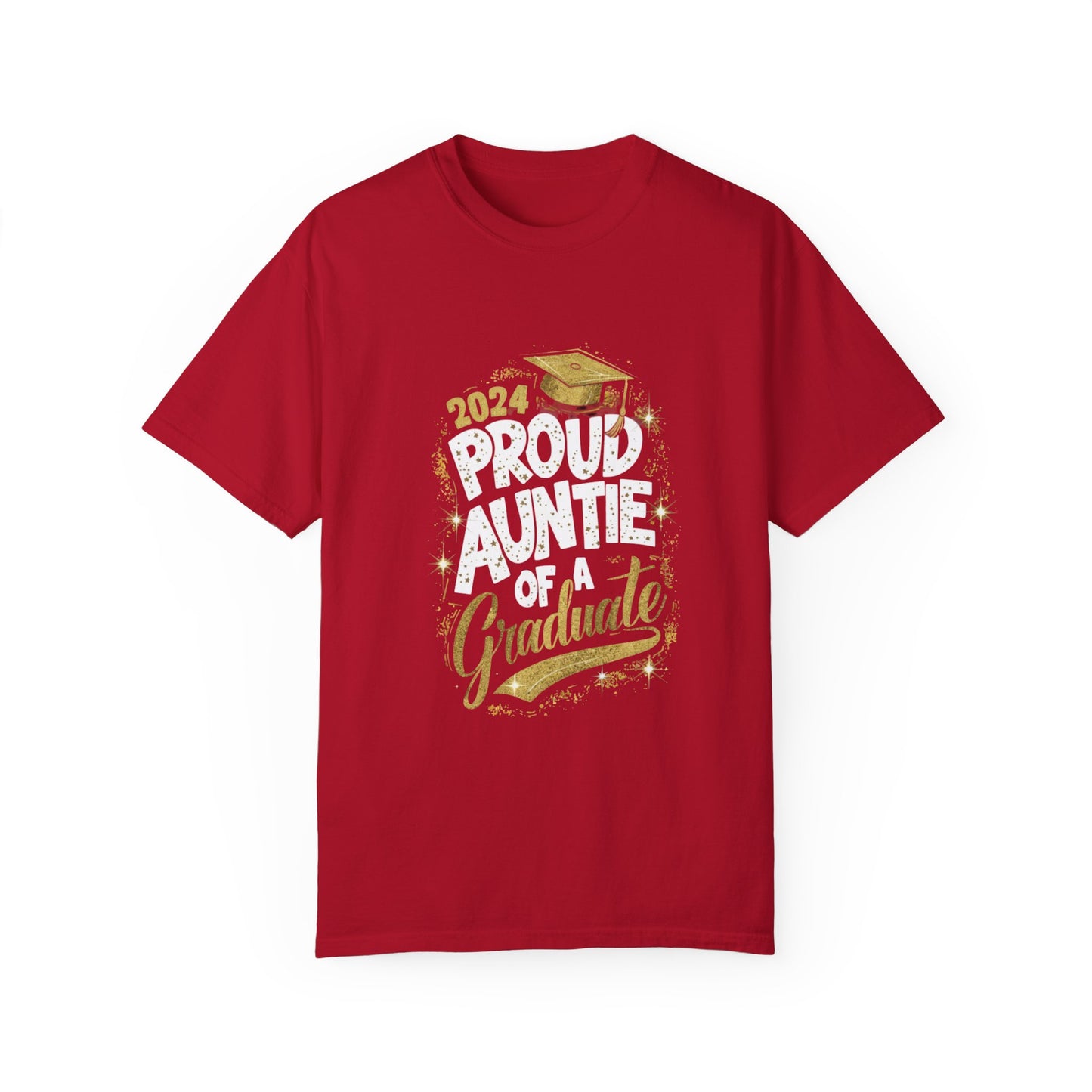 Proud Auntie of a 2024 Graduate Unisex Garment-dyed T-shirt Cotton Funny Humorous Graphic Soft Premium Unisex Men Women Red T-shirt Birthday Gift-2