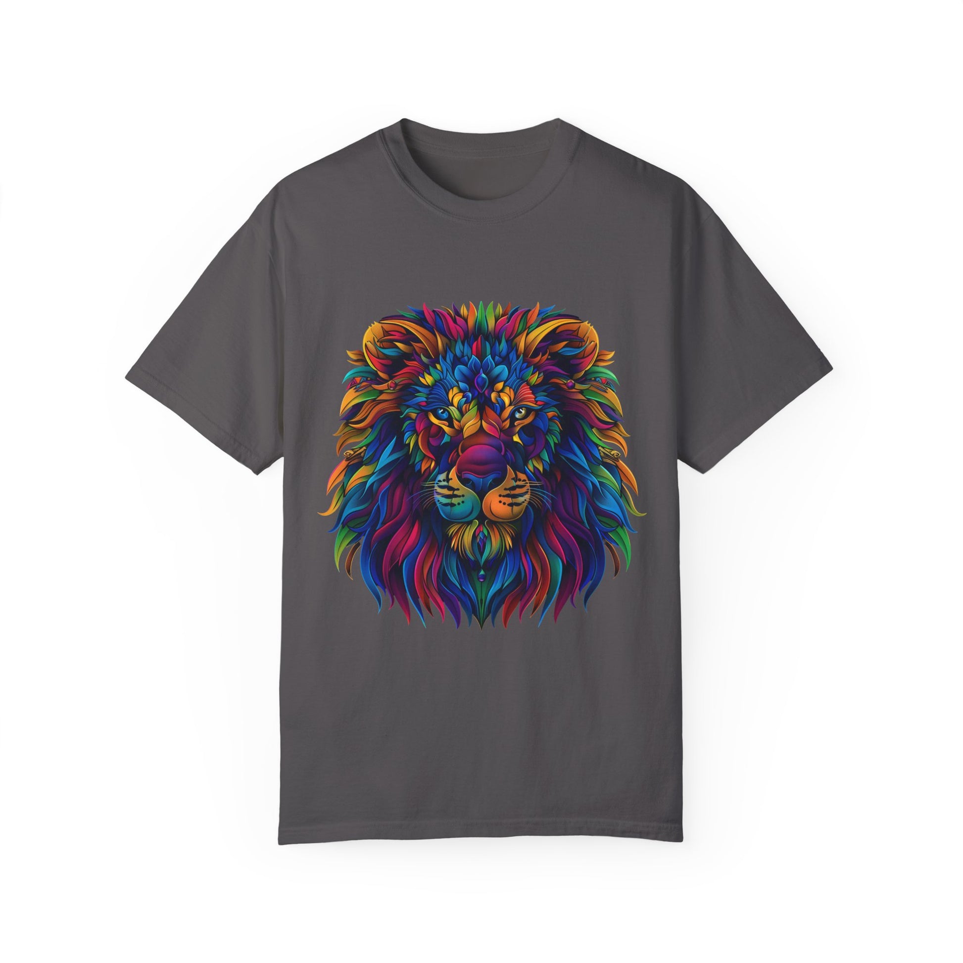 Lion Head Cool Graphic Design Novelty Unisex Garment-dyed T-shirt Cotton Funny Humorous Graphic Soft Premium Unisex Men Women Graphite T-shirt Birthday Gift-8