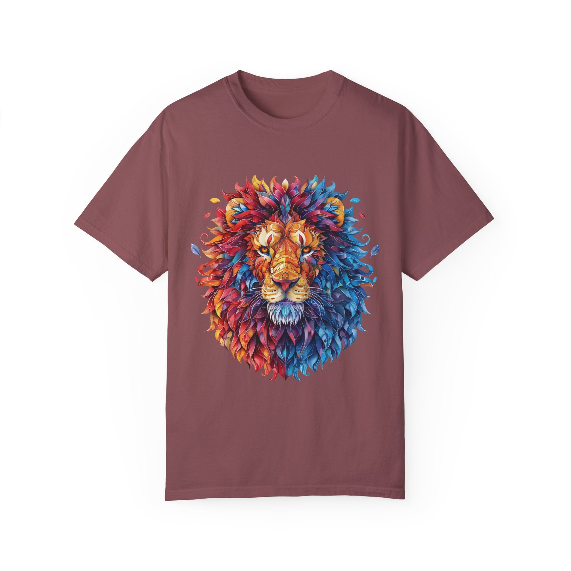 Lion Head Cool Graphic Design Novelty Unisex Garment-dyed T-shirt Cotton Funny Humorous Graphic Soft Premium Unisex Men Women Brick T-shirt Birthday Gift-5