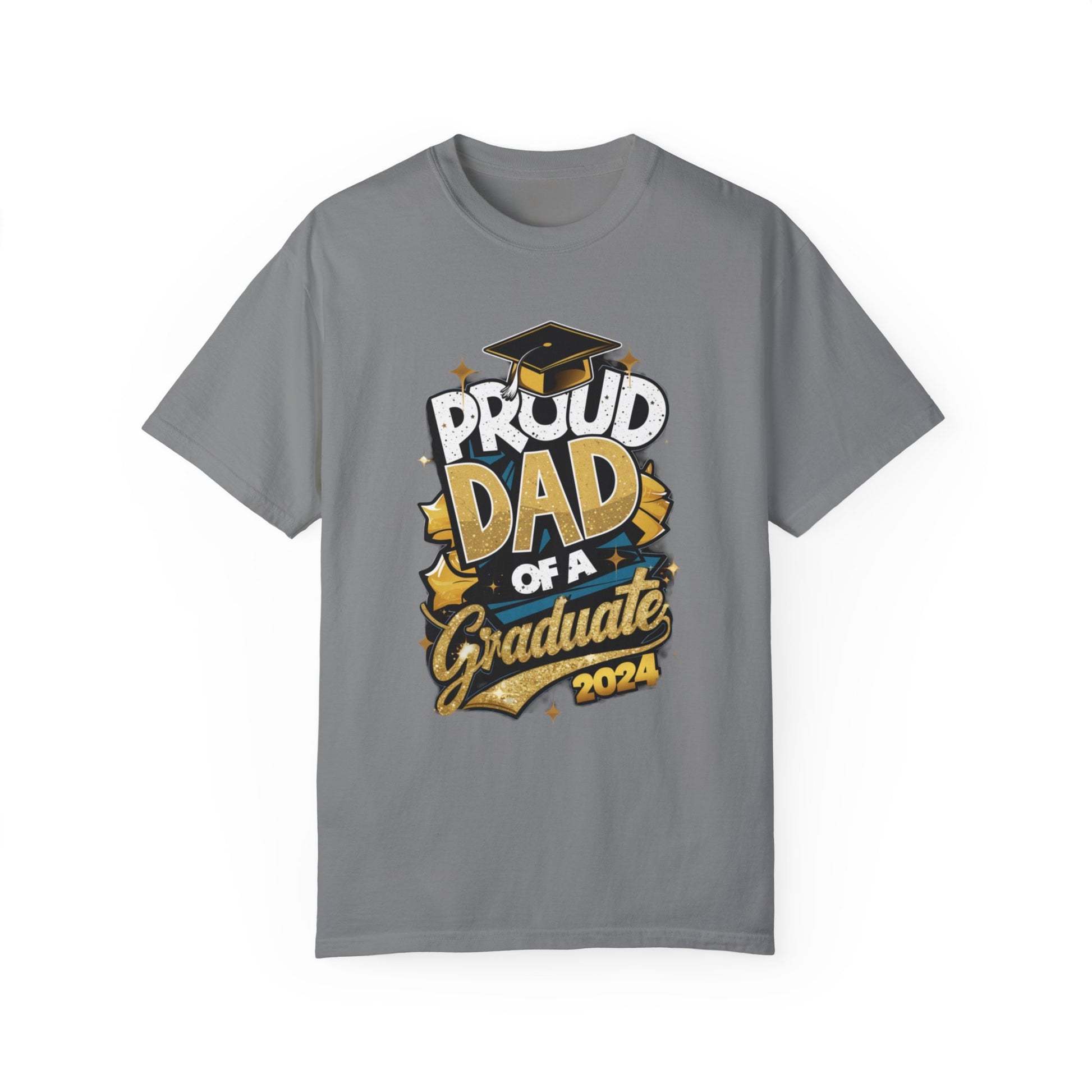 Proud Dad of a 2024 Graduate Unisex Garment-dyed T-shirt Cotton Funny Humorous Graphic Soft Premium Unisex Men Women Grey T-shirt Birthday Gift-9